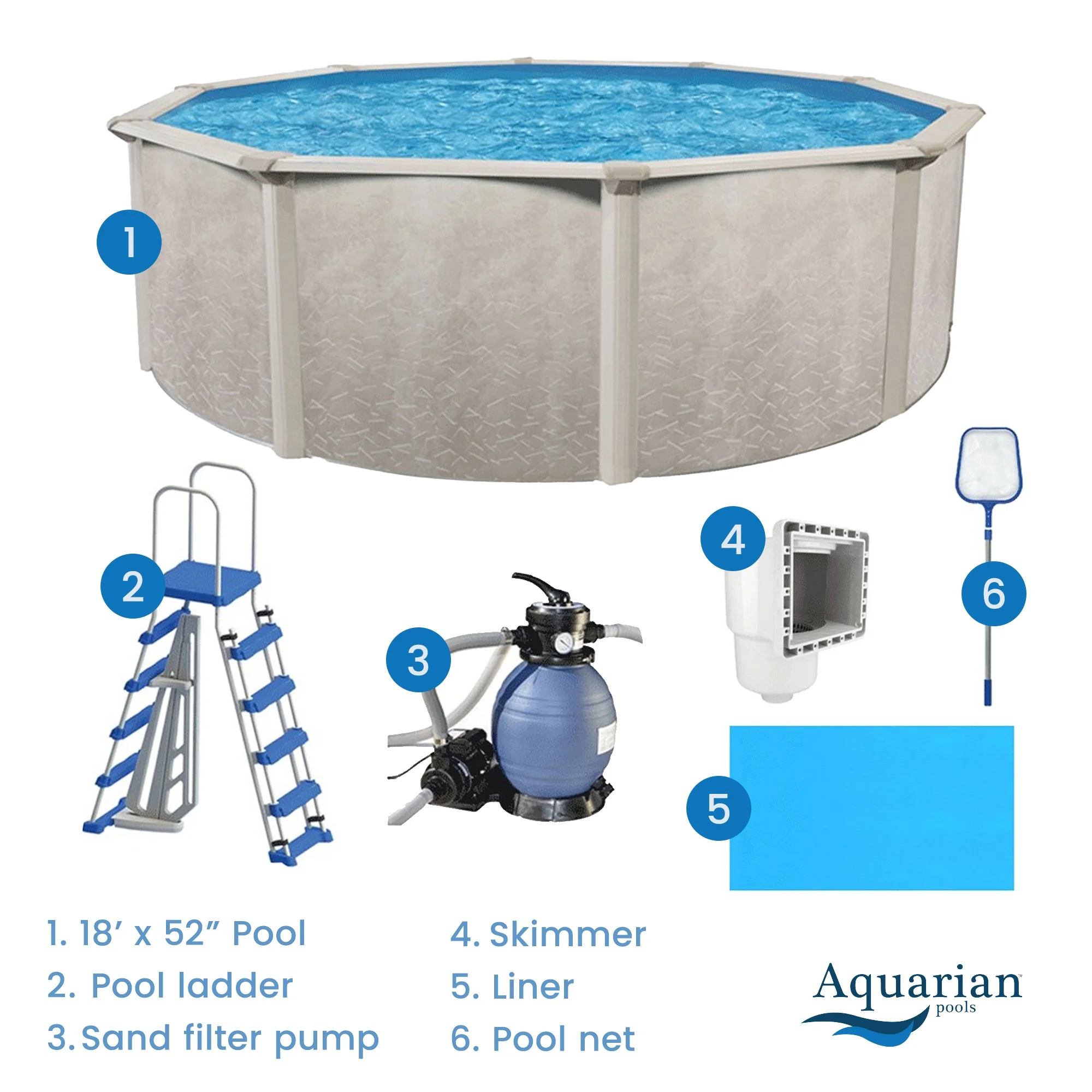 Aquarian Phoenix 15' x 52" Steel Frame DIY Family Above Ground Pool Kit