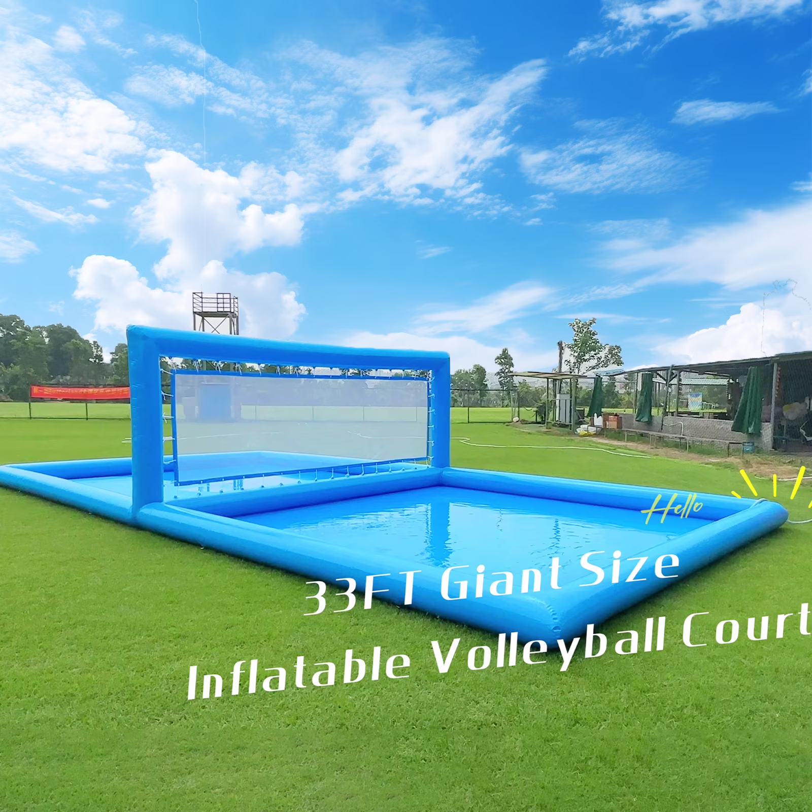 Relunch 33FT Inflatable Volleyball Court, 2 in 1 Volleyball Pool Football Court Water Soccer Field with 800W Blower for Beach Backyard Outdoor Summer Party,33ft(L) x 16.5ft(W) x 7ft(H)