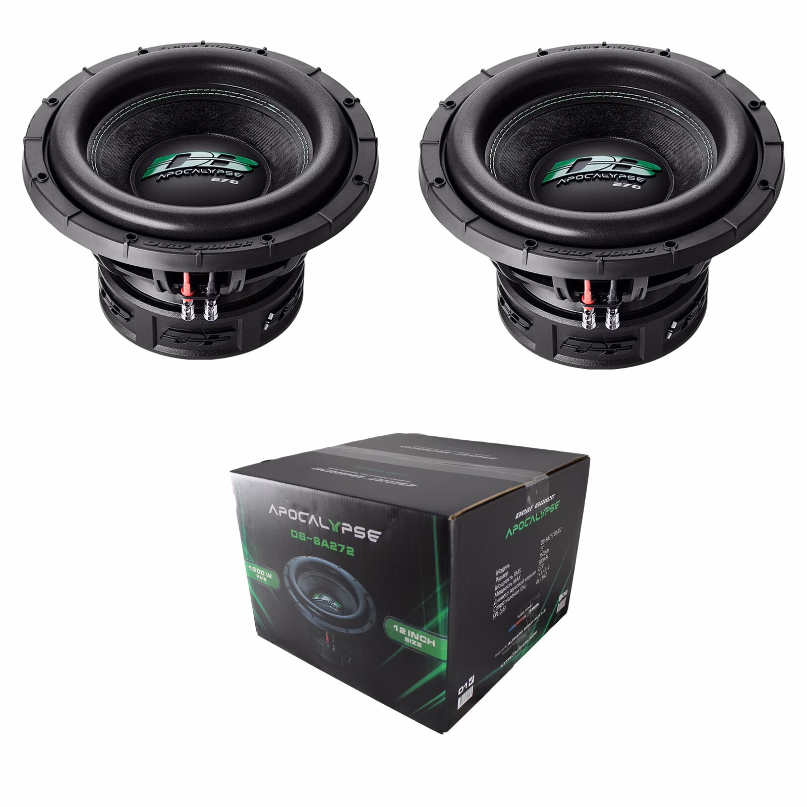 2 x Deaf Bonce Apocalypse DB-SA272 12″ 1-Ohm 6000W Subwoofer New