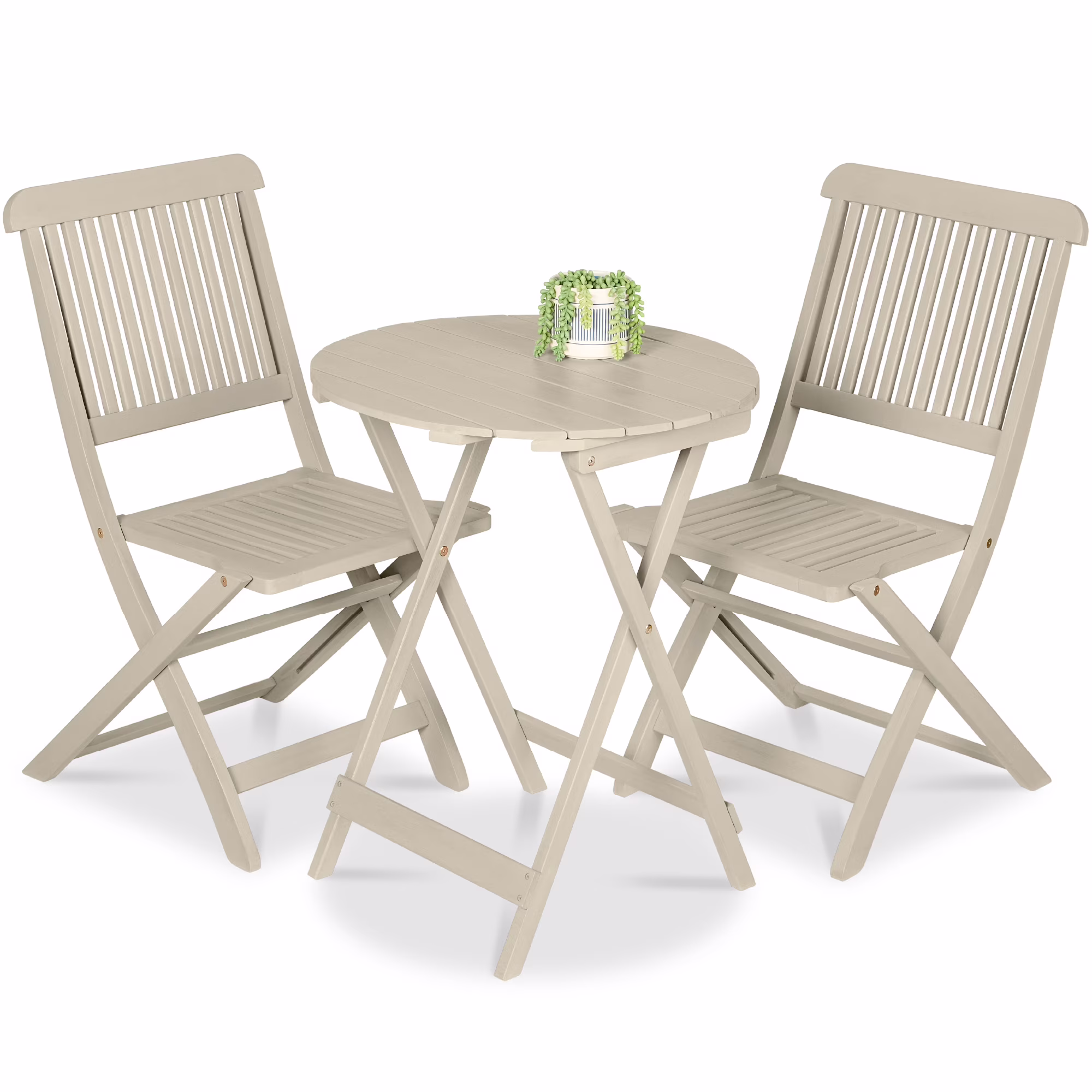 Best Choice Products 3-Piece Acacia Wood Bistro Set, Folding Patio Furniture w/ 2 Chairs, Table - Natural