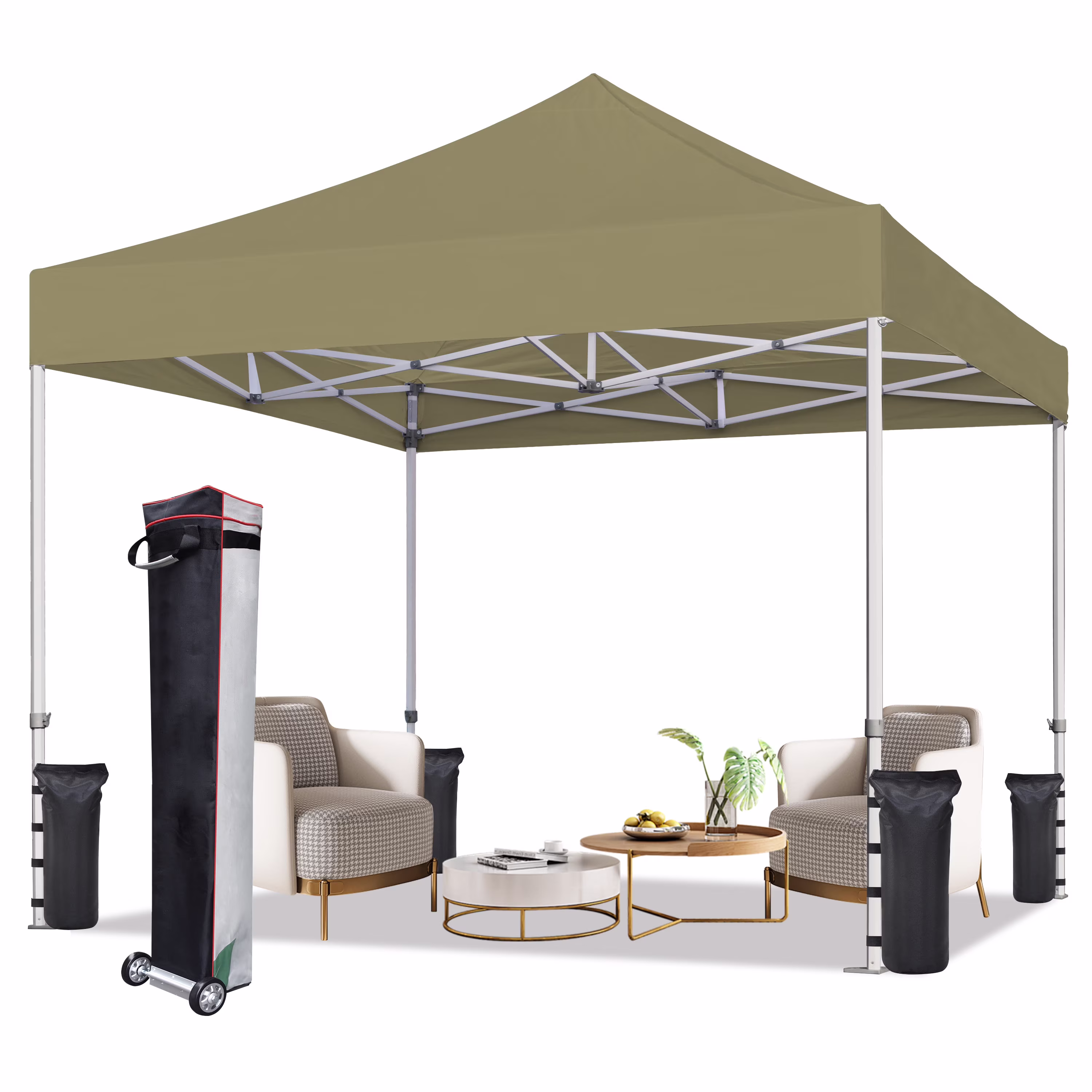 Eurmax Canopy 10' x 10' Beige Pop-up and Instant Outdoor Canopy