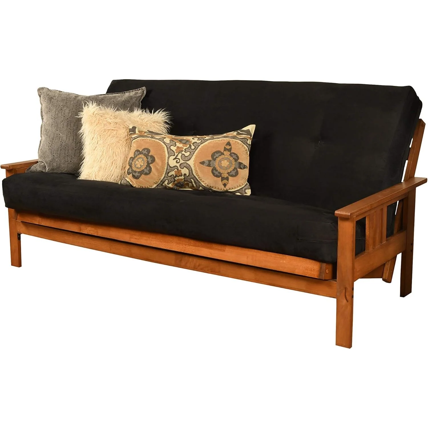 Homestock African Artifacts Full Size Futon Frame Set with Mattress, Easily Converts to Bed, Versatile Design Futon Frame for All Spaces, 33"H x 79"L x 37"D-Color:Linen Charcoal,Size:Barbados