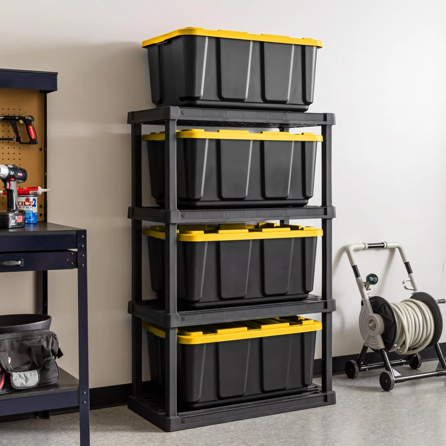 IRIS USA 27Gal/108Qt 4 Pack Large All-Weather Heavy-Duty Stackable Storage Plastic Bin Tote Container with Quick Snap Lid, (30" L x 20" W x 14" H)