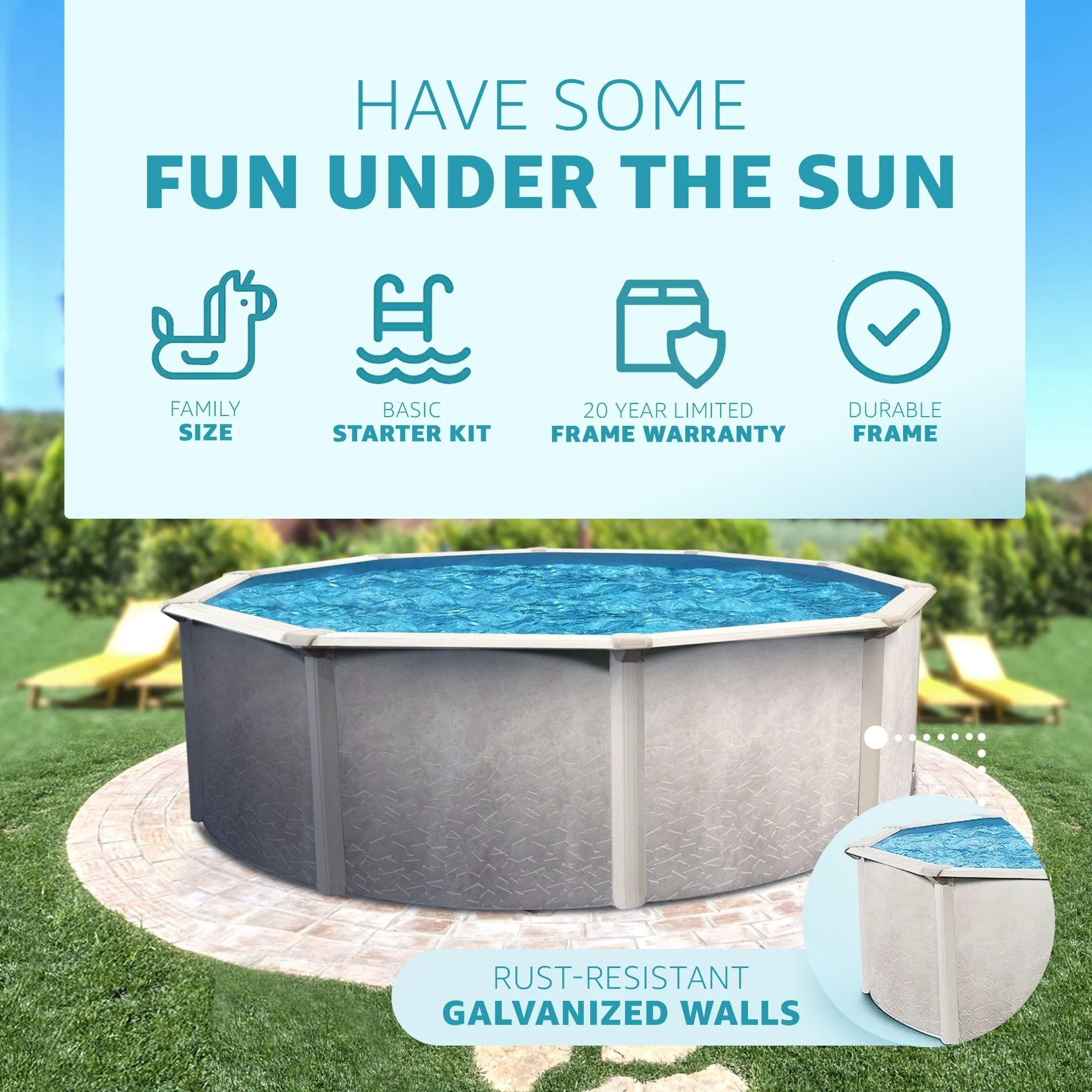 Aquarian Phoenix 18' x 52" Steel Frame DIY Family Size Above Ground Pool