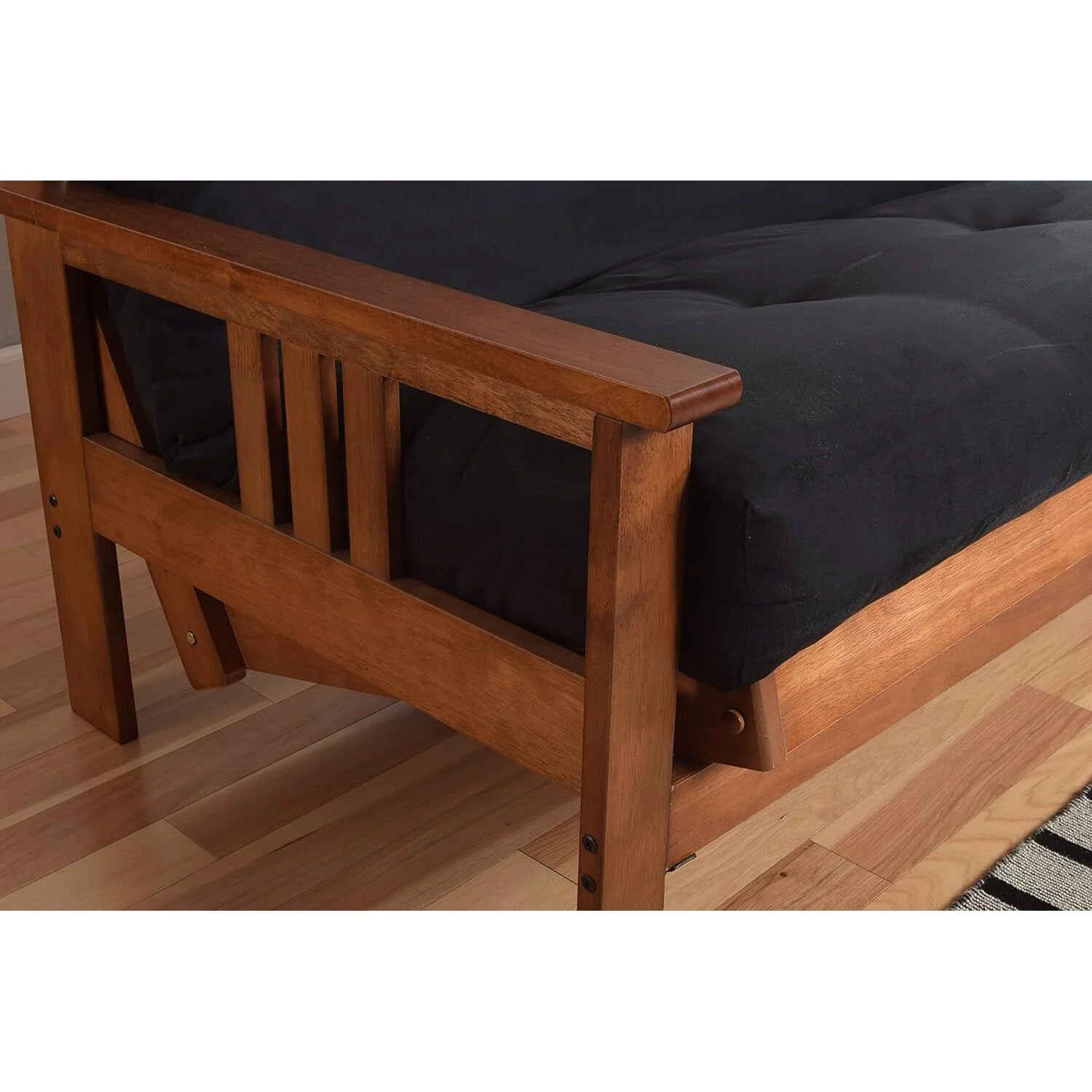 Homestock African Artifacts Full Size Futon Frame Set with Mattress, Easily Converts to Bed, Versatile Design Futon Frame for All Spaces, 33"H x 79"L x 37"D-Color:Linen Charcoal,Size:Barbados