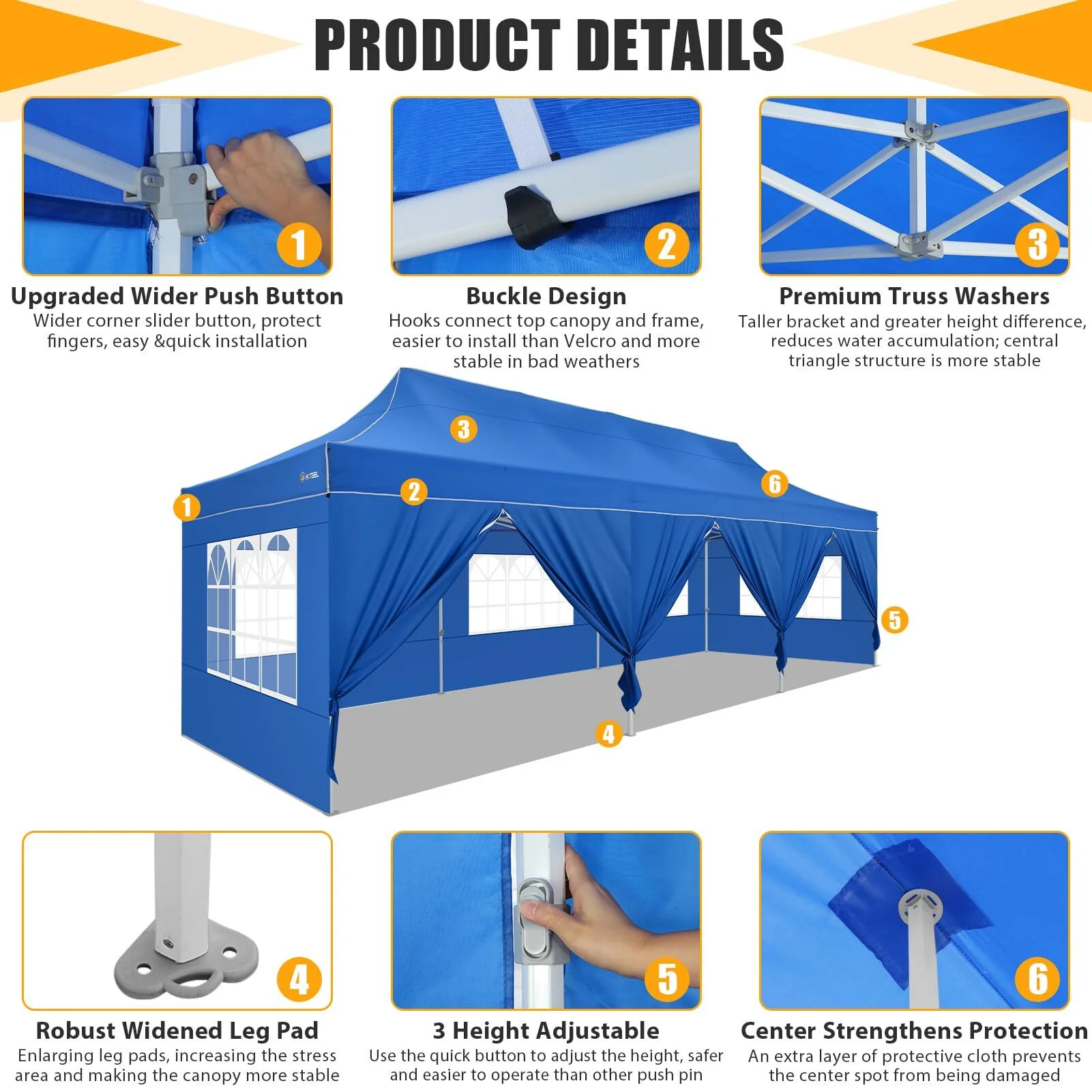 Hoteel 10x15 Heavy Duty Canopy Tent with 4 Sidewalls,Pop up Canopy for Parties Wedding,Commercial Easy up Gazebo with Roller Bag,UV 50+ &,Black