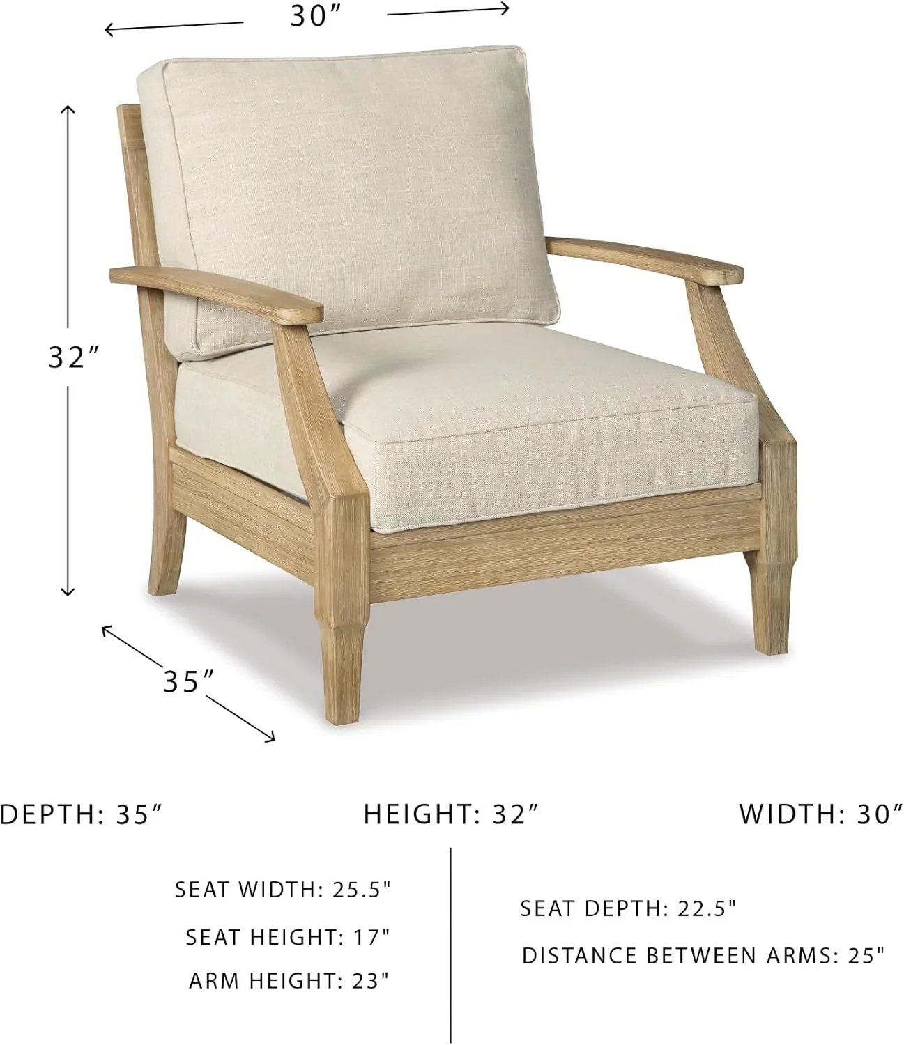 Signature Design by Ashley Clare View Coastal Outdoor Patio Eucalyptus Sofa with Cushions, Beige