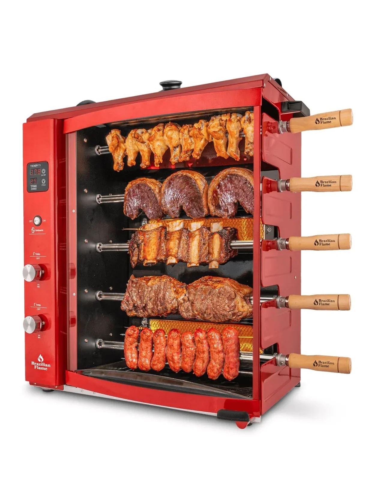 Brazilian Flame Churrasco? Gas Rotisserie Oven Grill Roaster with Auto Rotating Skewers for Rotisserie Chicken Brazilian Style BBQ and Churrasco Shawarma Machine Propane Grill – 2024 Series