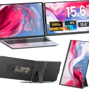 Laptop Screen Extender - 15.6" FHD 1080P Portable Monitor for Laptop, Detachable & Plug and Play Dual Laptop Monitor Extender for 13"-17.3" Laptops, Compatible with Wins/Mac/Android/Chrome