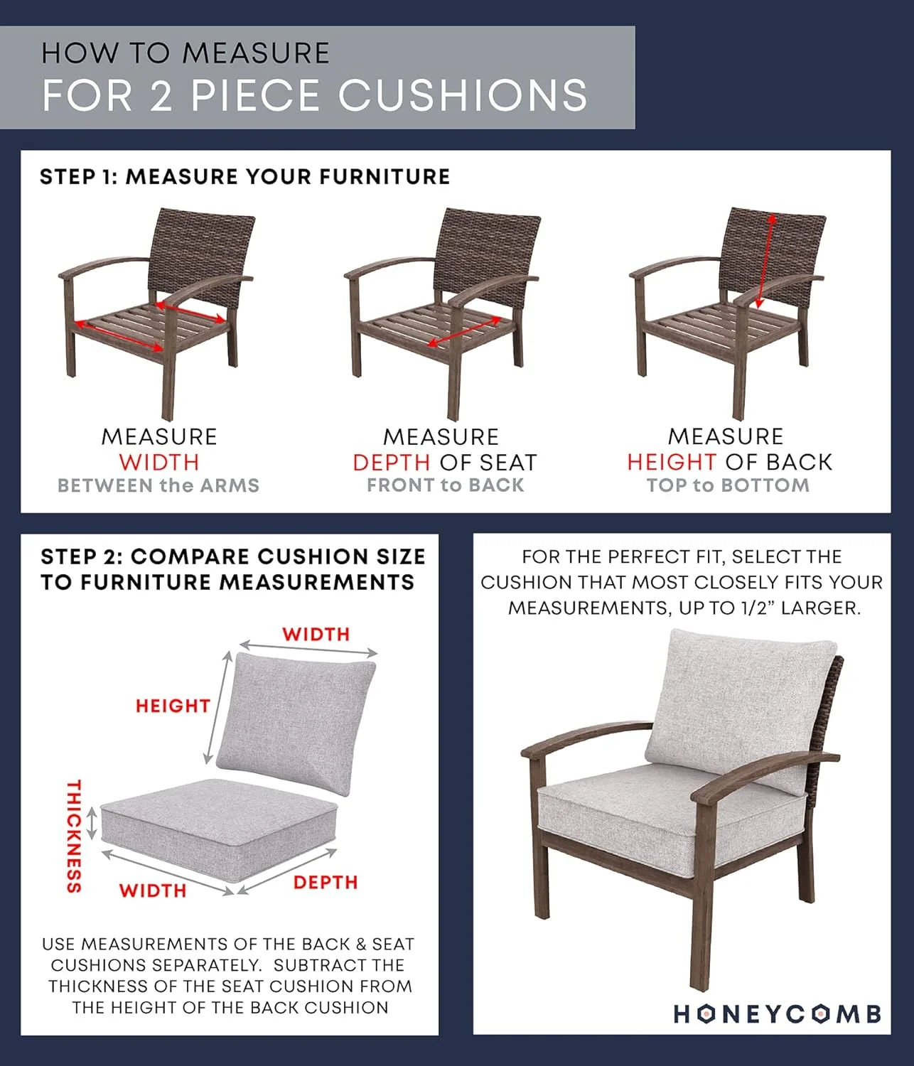 AWFHHT Outdoor Deep Seat, 24" W x 23" D, Zaire Outdoor Chair Cushion