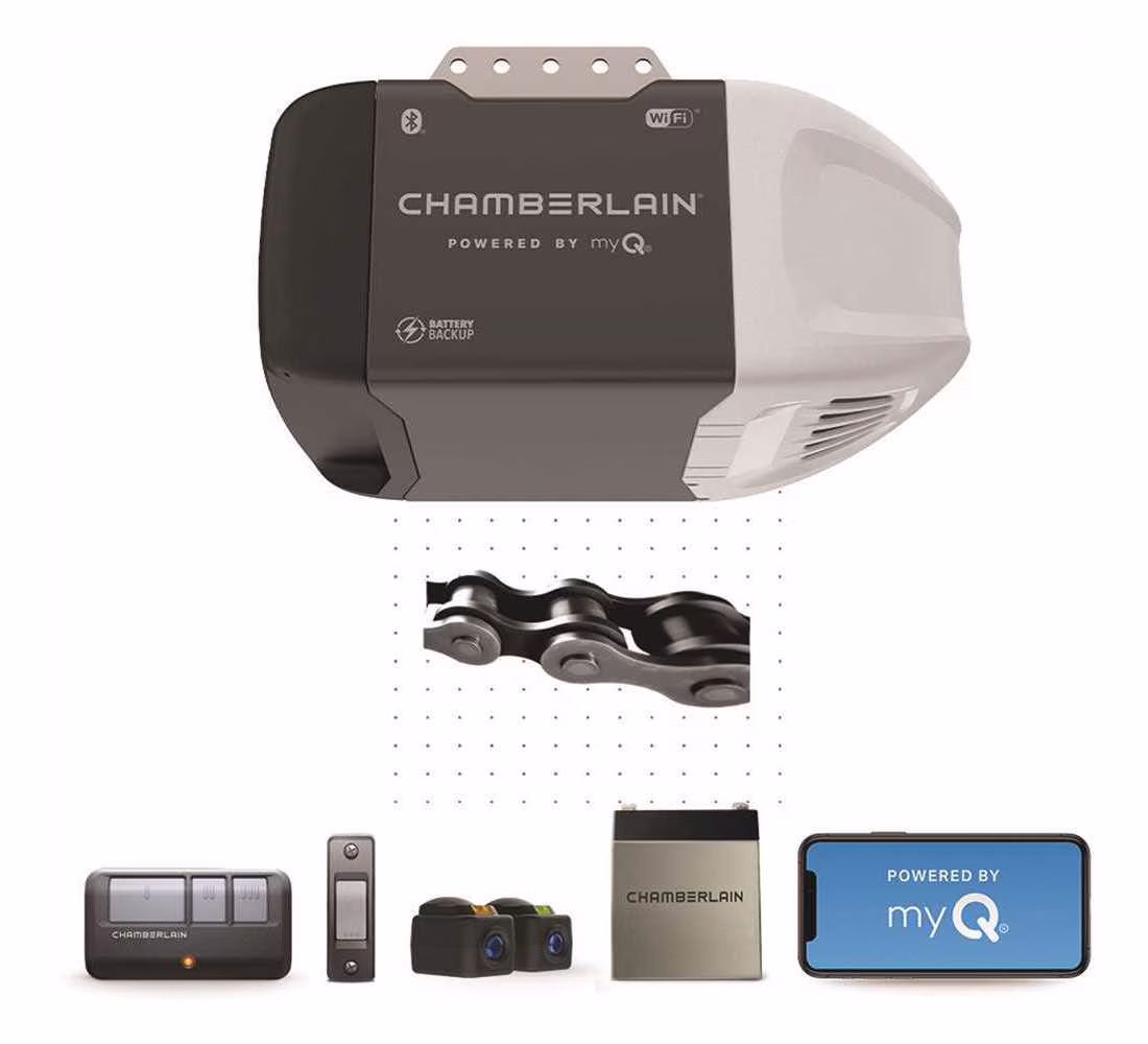 Chamberlain 0.5 HP Chain Drive Smart Garage Door Opener With 7 ft Rail – C2212T