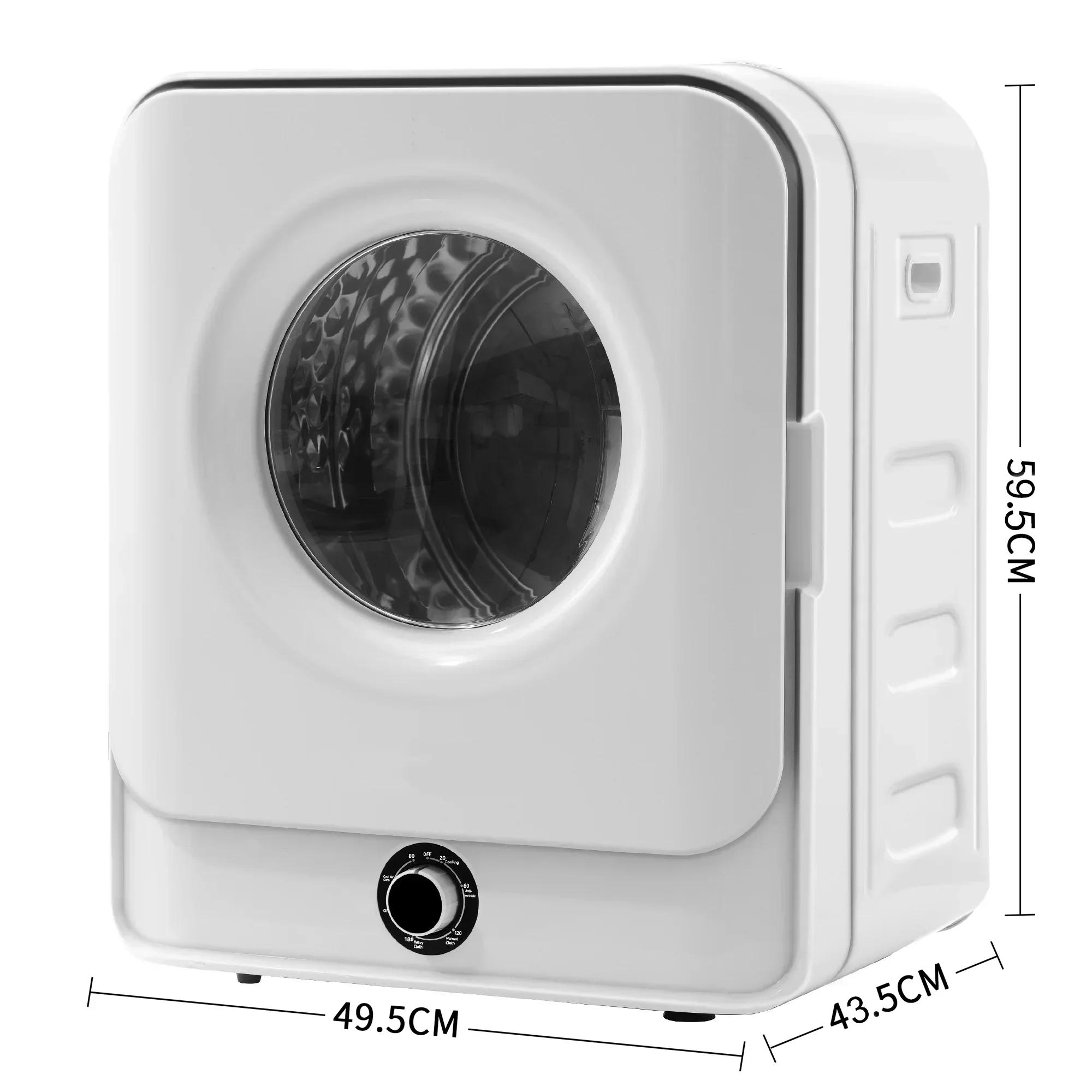 1.95 Cu.ft Front Load Clothes Dryer, Portable Compact Dryer 830W, 5 Drying Modes, Stainless Steel Drum, with Overheat Protection, Dust Removal, Deodorization and Lint Removal Functions, White