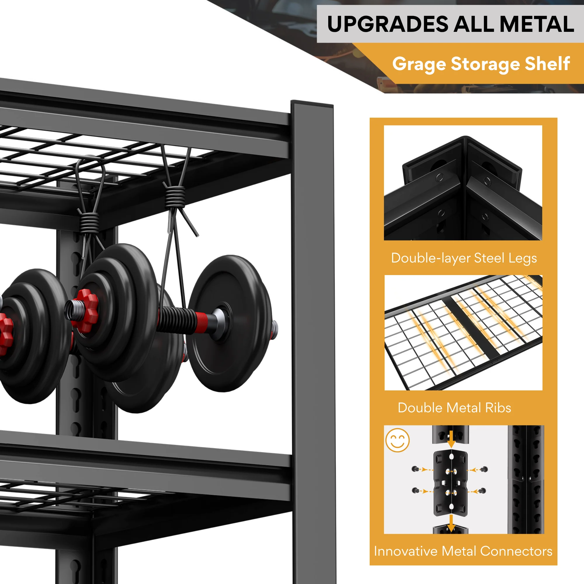 TrumanPick 2200LBS Metal Storage Shelves 40″W x 20″D x 59″H Garage Shelving Units Adjustable Storage Rack Heavy Duty Industrial Shelving