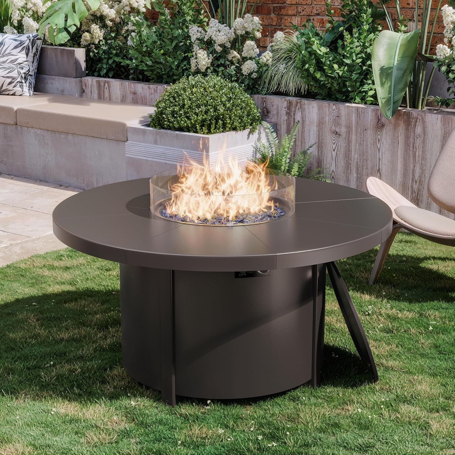 ALAULM 43" x 27.6" Propane Gas Fire Pit Table with Adjustable Flame