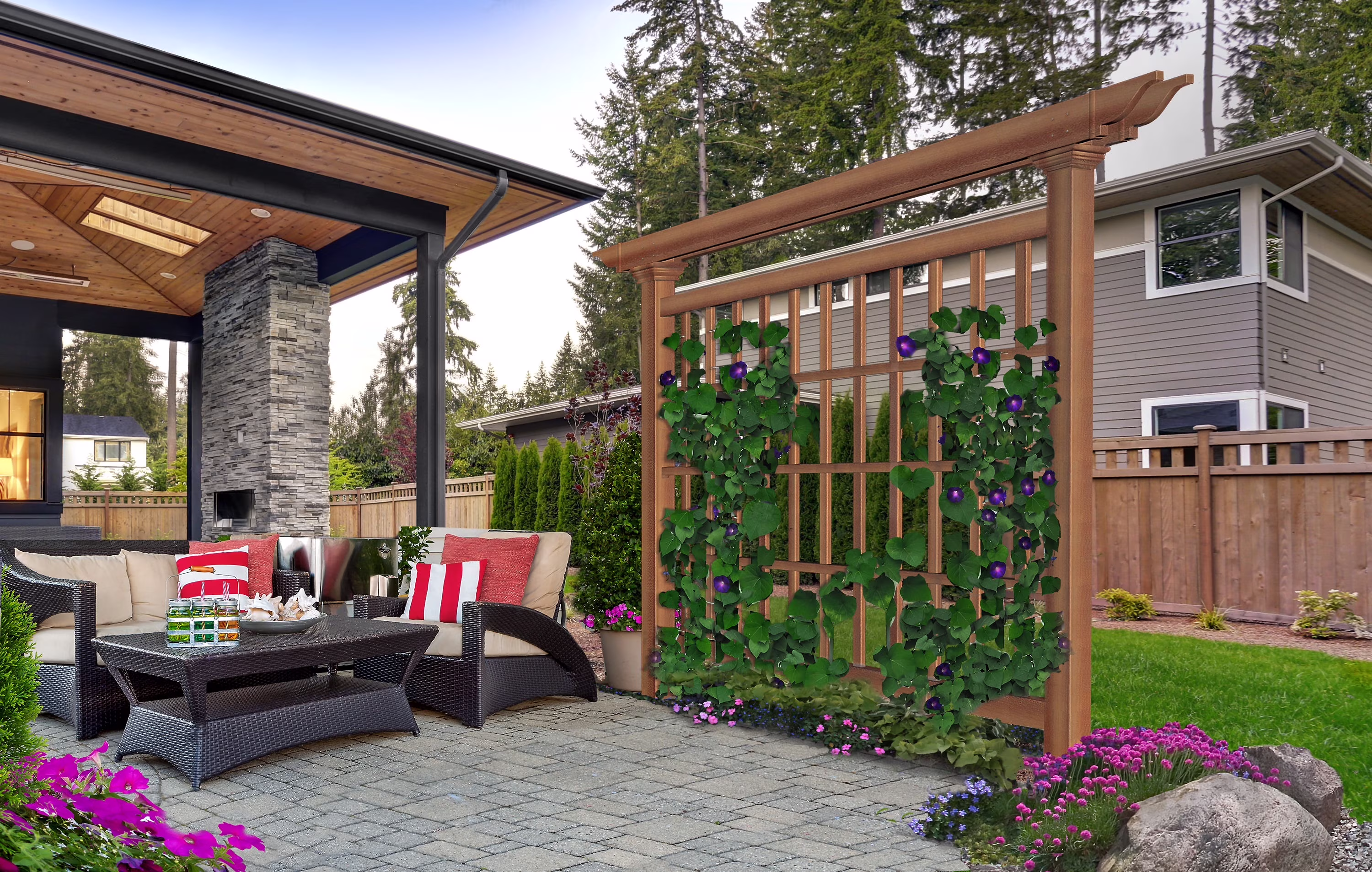 Vita 80″ x 90″ Colonial Composite Vinyl Trellis and Privacy Screen, Brown, VA84051