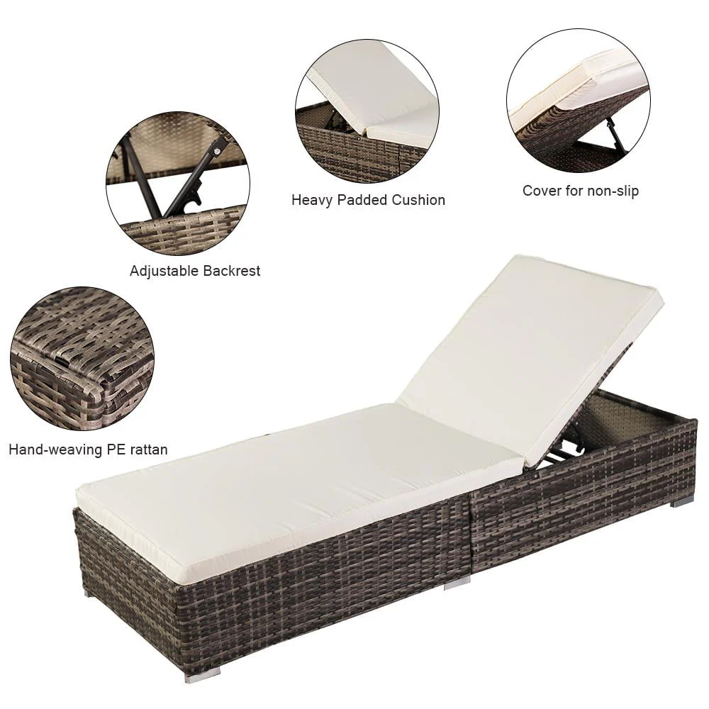 GoDecor Outdoor Wicker Rattan Sunloungers Recliner Sun Bed Lounger Pool Garden