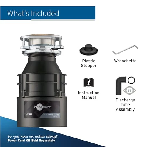 InSinkErator Badger 5 Garbage Disposal, 1/2 HP Continuous Feed, Durable Steel, Easy Install