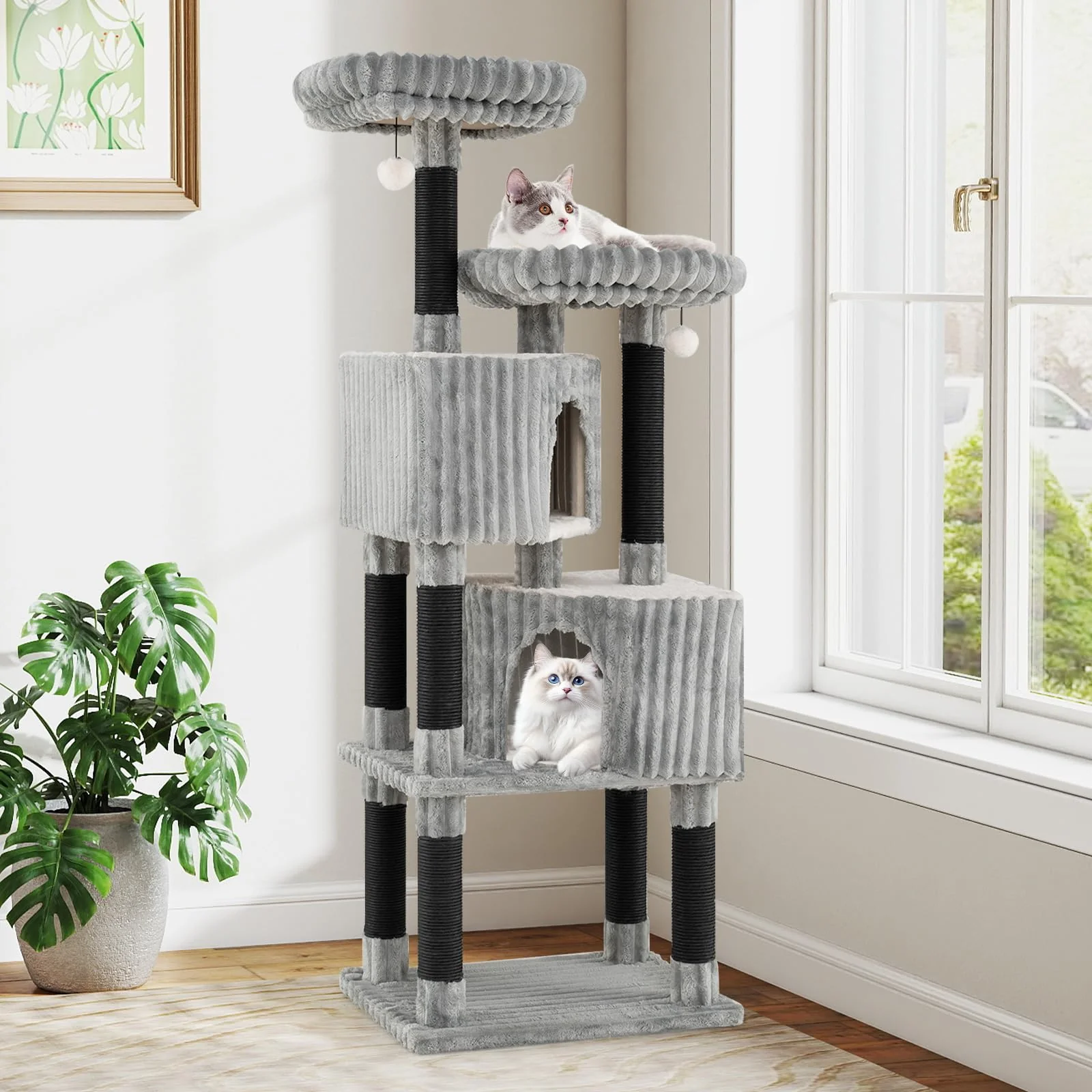 Tangkula 62 Inch Tall Cat Tower with Scratching Posts