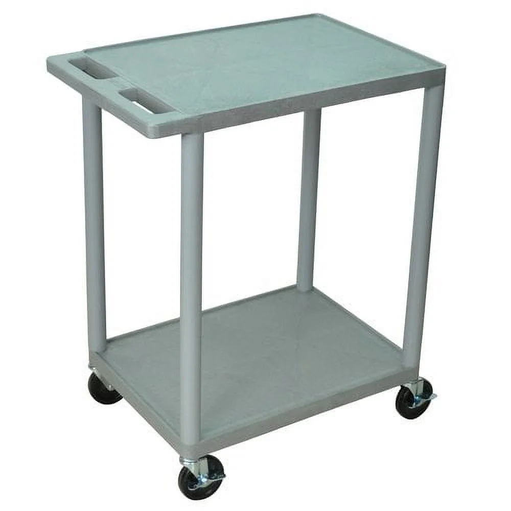Luxor 300 lb. 24" x 18" 2-Shelf Grey Utility Cart