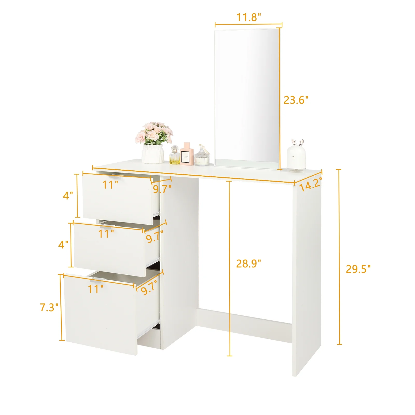 Ktaxon Vanity Set with 3 Color Lighted Mirror, Makeup Table with 6 Drawers, Dressing Table Makeup Desk with Stool, White