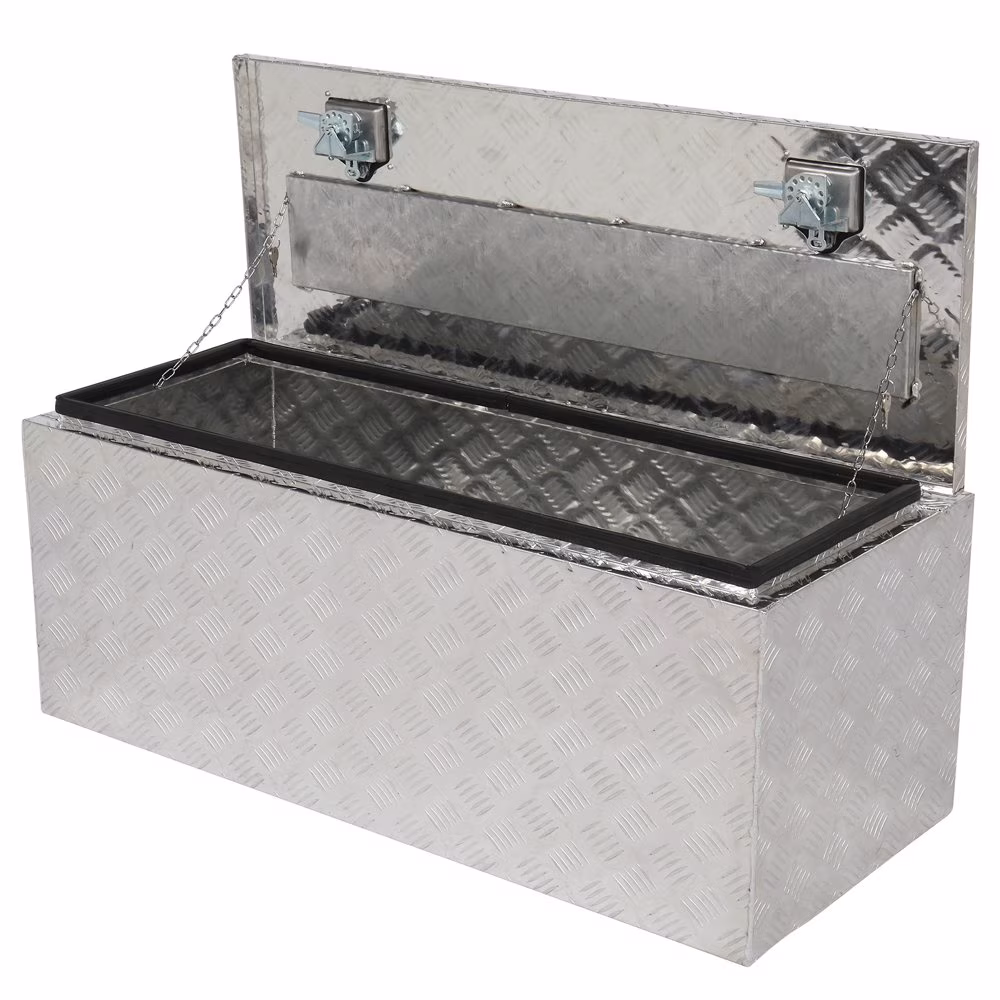 GZXS 36" Aluminum Storage Box Truck Underbody Toolbox Trailer RV Tool Heavy Duty Aluminum Tool RV ATV Trailer Storage Boxes W/Locks Keys Silver (36" x 18" x 17")