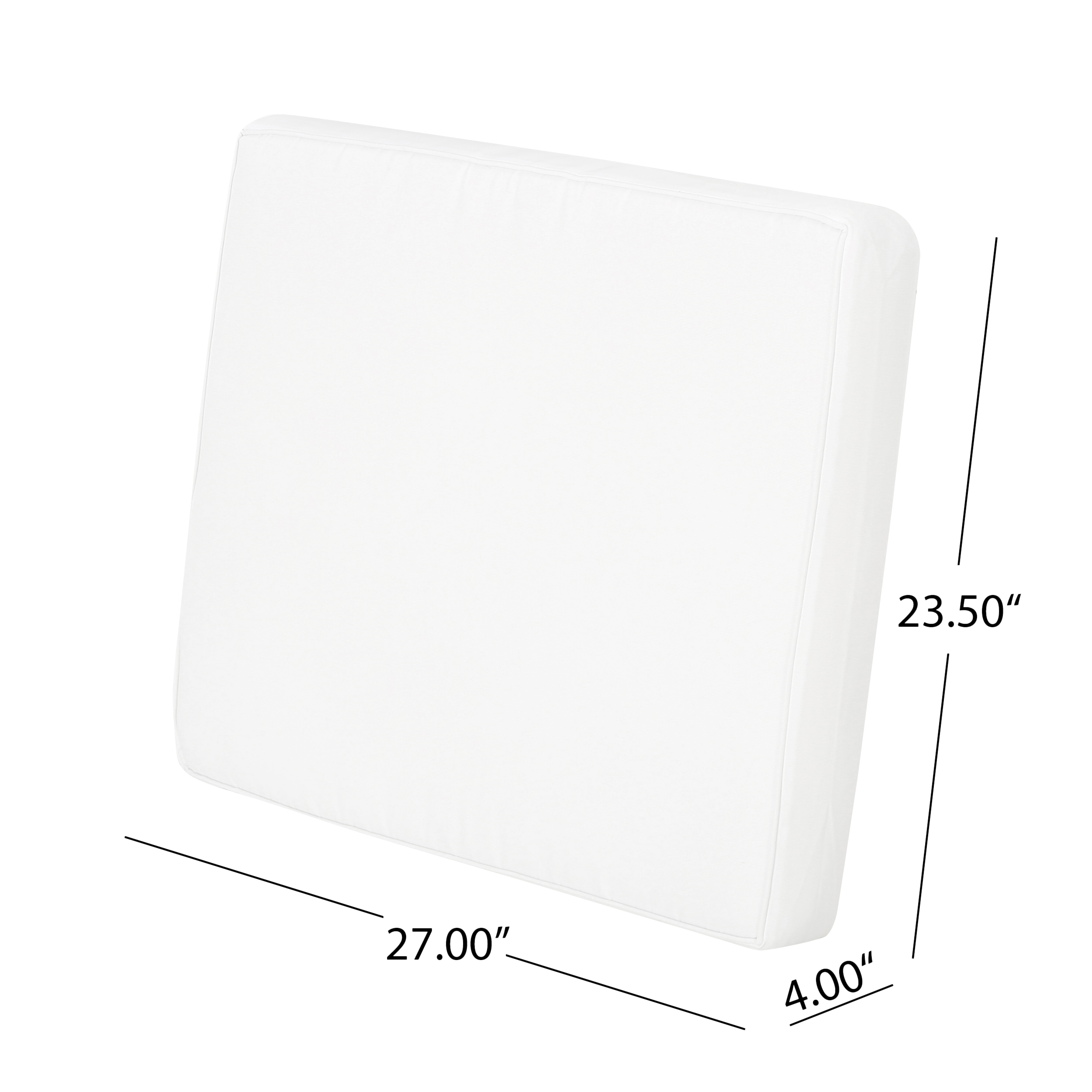 Noble House 23.50"x 27.00" White Rectangle Chair Outdoor Seating Cushions (2 Pack)