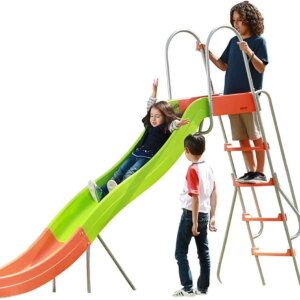 Outdoor Play Set Kids Slide: 10 ft Freestanding Climber, Swingsets, Playground Jungle Gyms Kids Love – Above Ground Pool Slide for Summer Backyard
