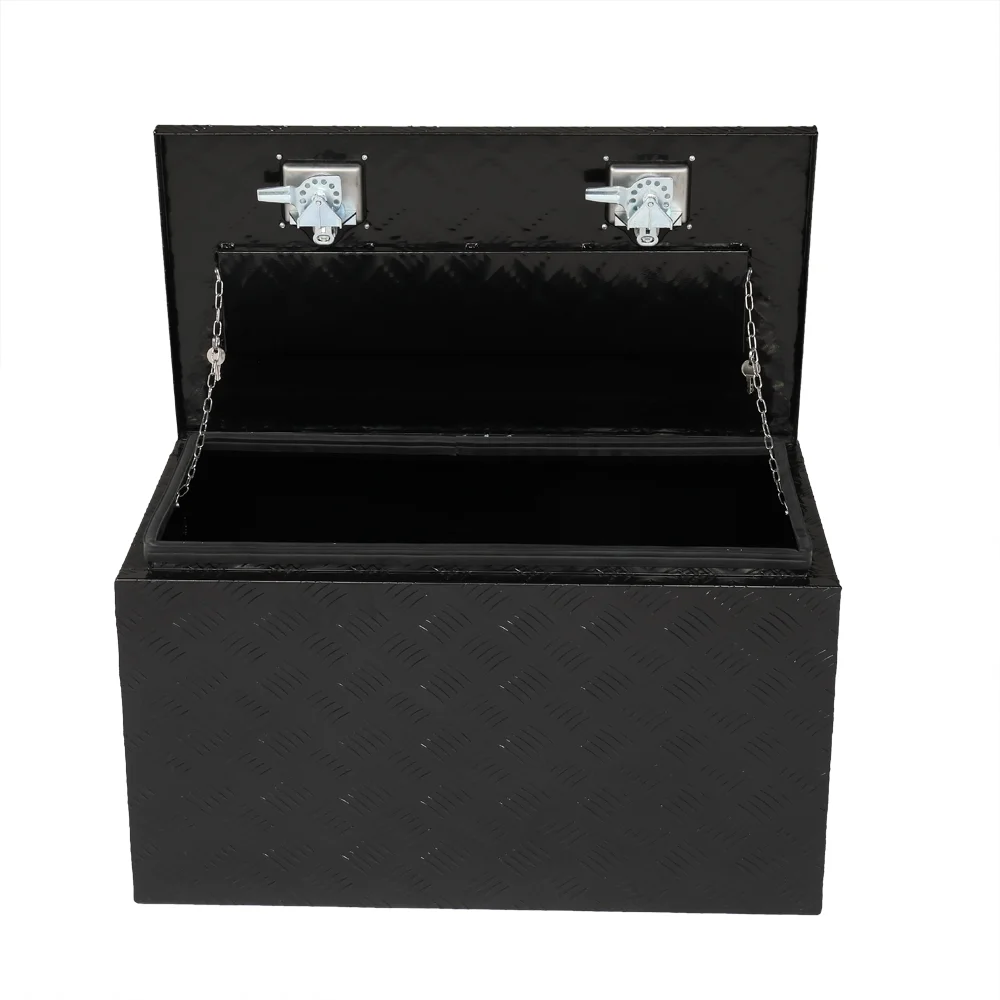 IVV Aluminum Truck Trailer Tool Box Pickup Underbody Truck Bed Storage Toolbox RV Trailer Organizer with T-Handle Latch Dual Lock Keys - Black, 42"L x 18"W x 17"H
