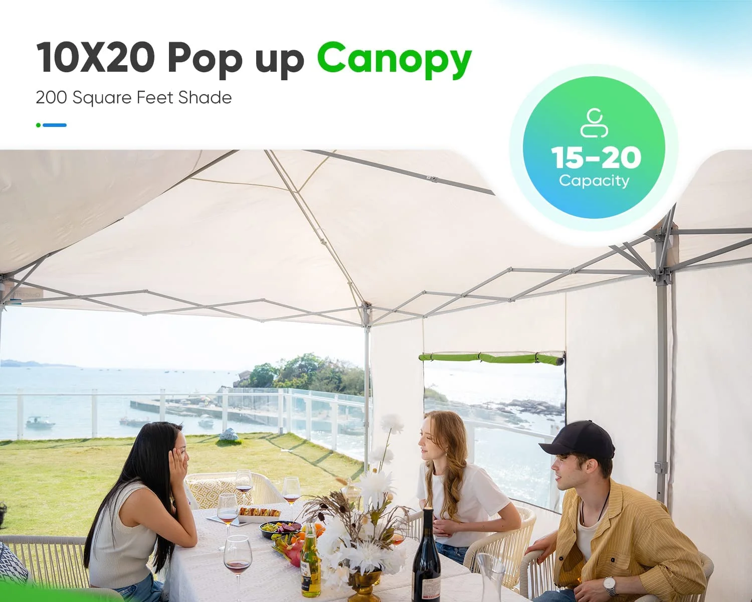 Quictent 10' x 20' White Instant, Event and Pop-up Outdoor Canopy