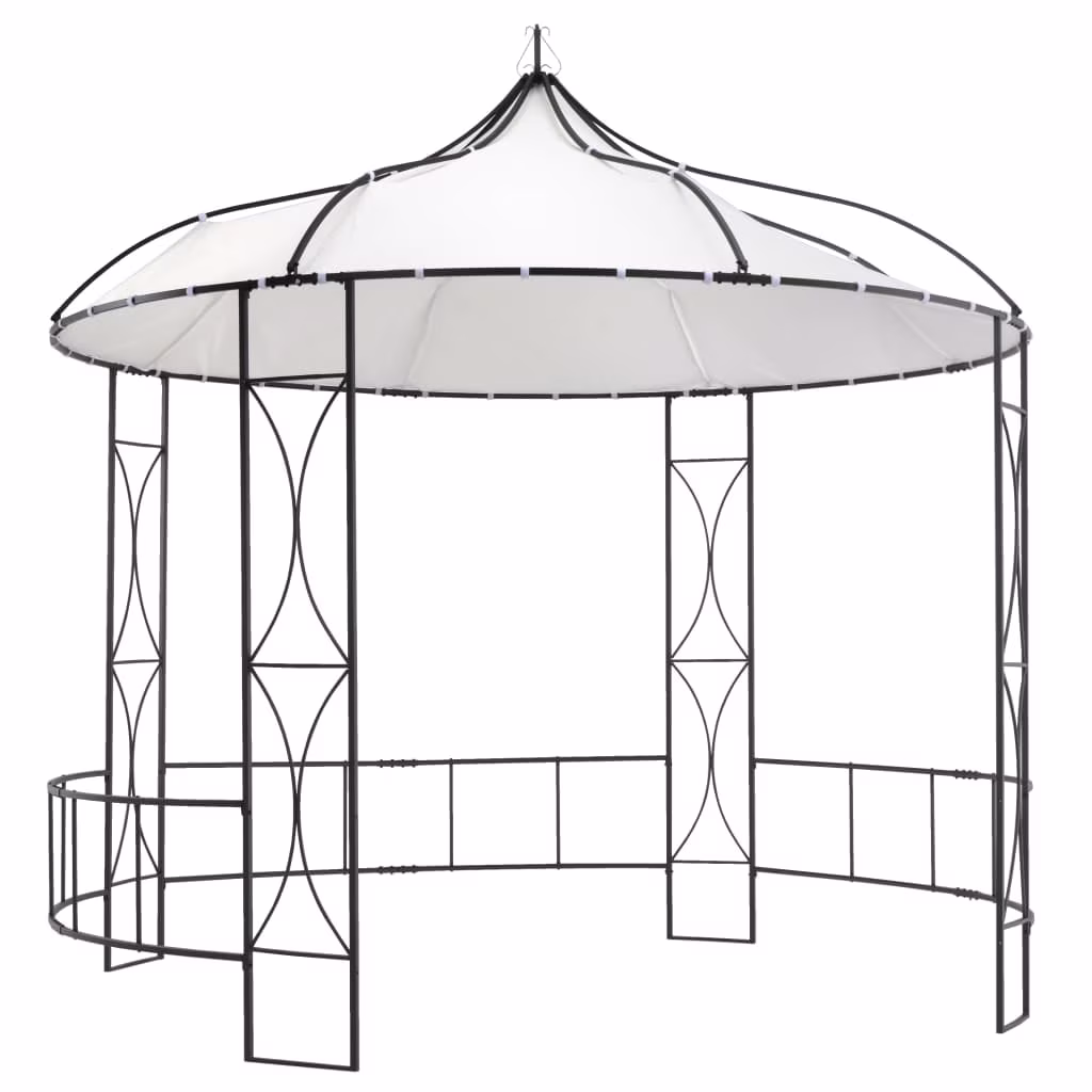 vidaXL Outdoor 9.8 x 9.5 Round Canopy Pavilion, UV & Water-Resistant, White & Black