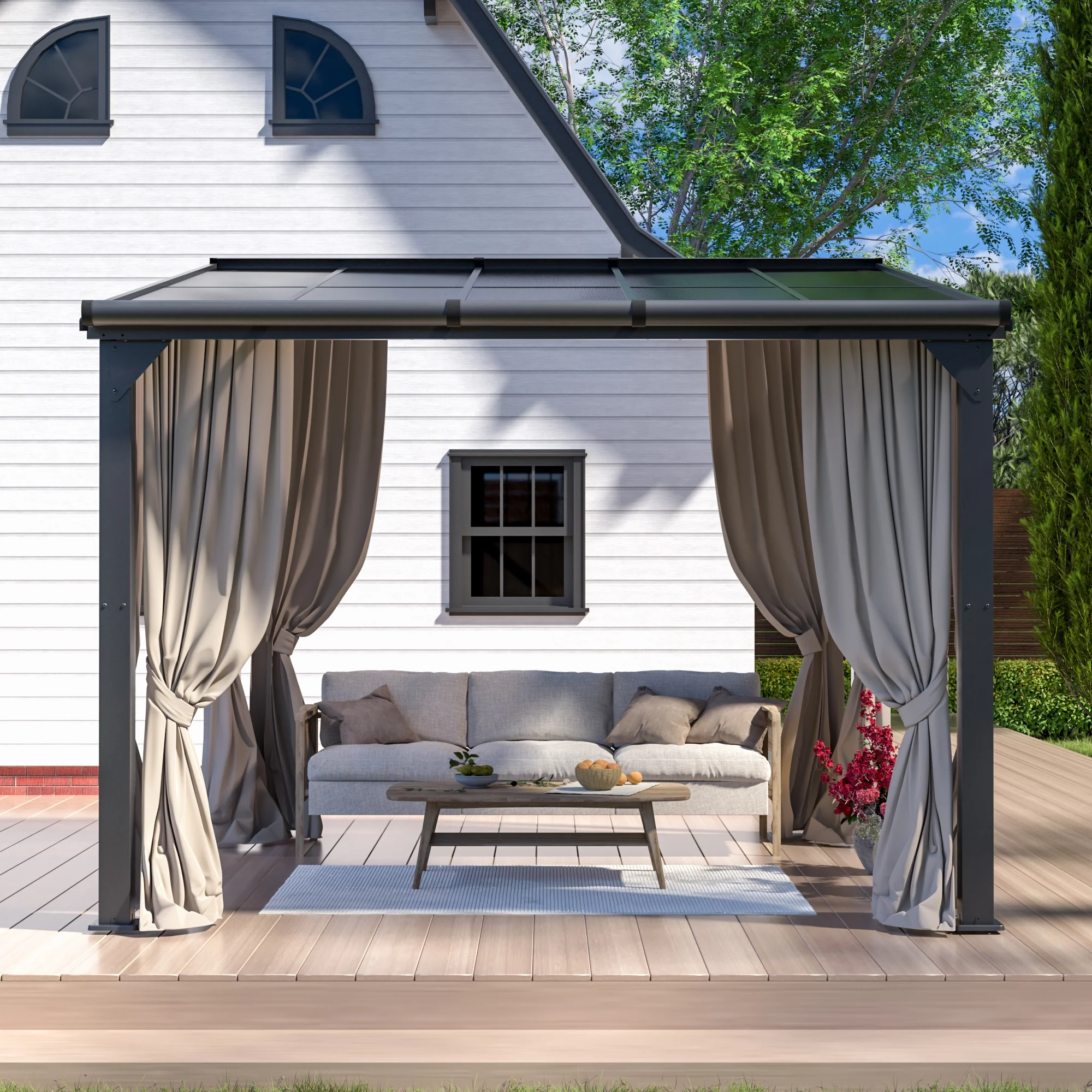 Jaxpety 14 x 10 ft. Hardtop Gazebo Outdoor Awnings for Patio, Backyard, Porch