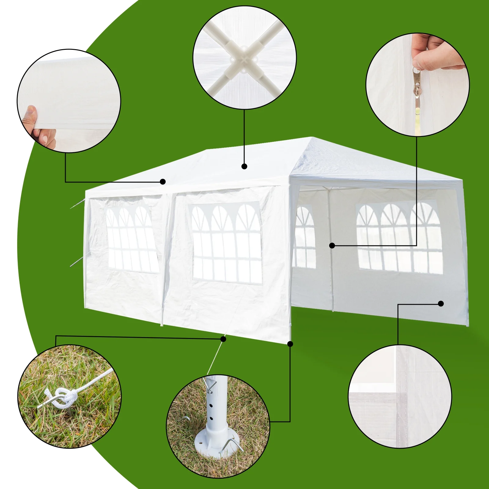 Ktaxon 10' X 20' Canopy Tent with 6 Side Walls for Party Wedding Camping and BBQ