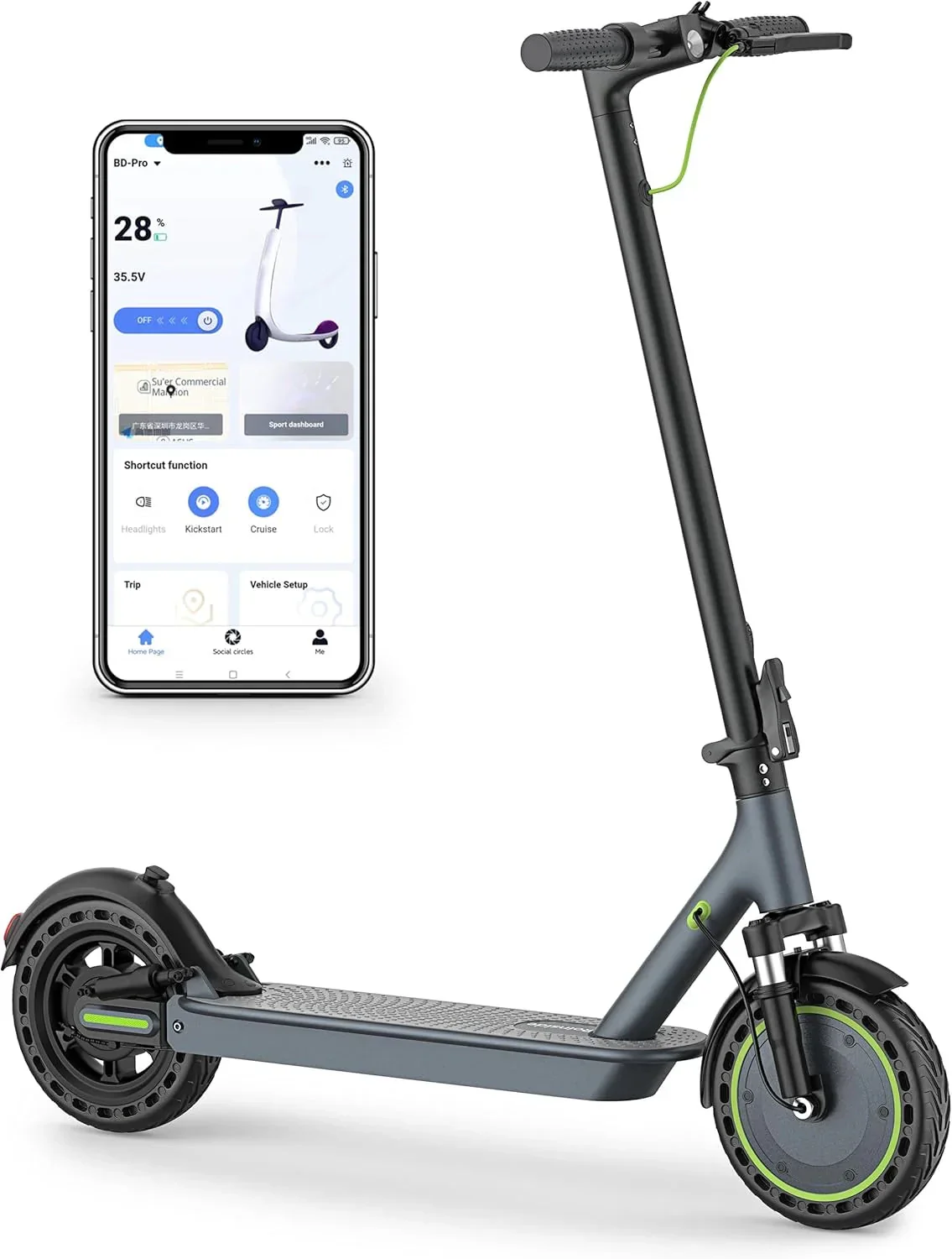 Roinside Electric Scooter, 8.5 in Solid Tires, 350W, 19 MPH, 21-23 Miles – UP12 Plus