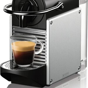 Nespresso Pixie espresso machine by DeLonghi, 19-bar pump, compact aluminum design, silver, 1100 ml