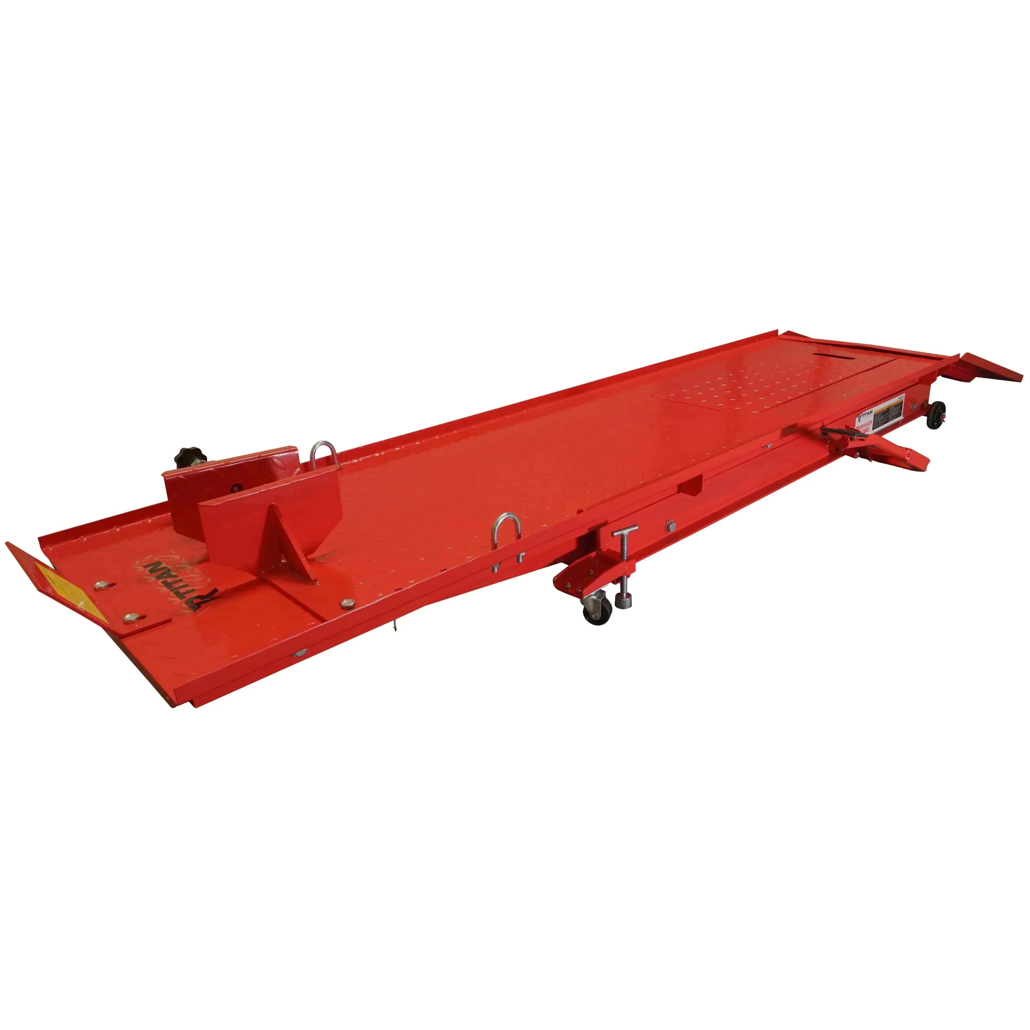 Hydraulic Motorcycle Lift Table 1,000 lb, 86.5 x 26.75 in Platform, 195mm-835mm Height, 26 in Ramp