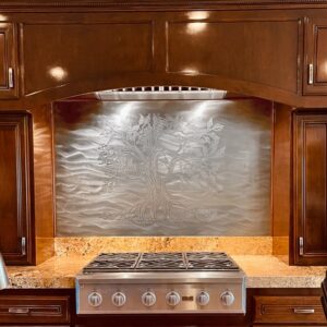 Tree of Life Decorative Stainless Steel Kitchen Backsplash 24" x 30"