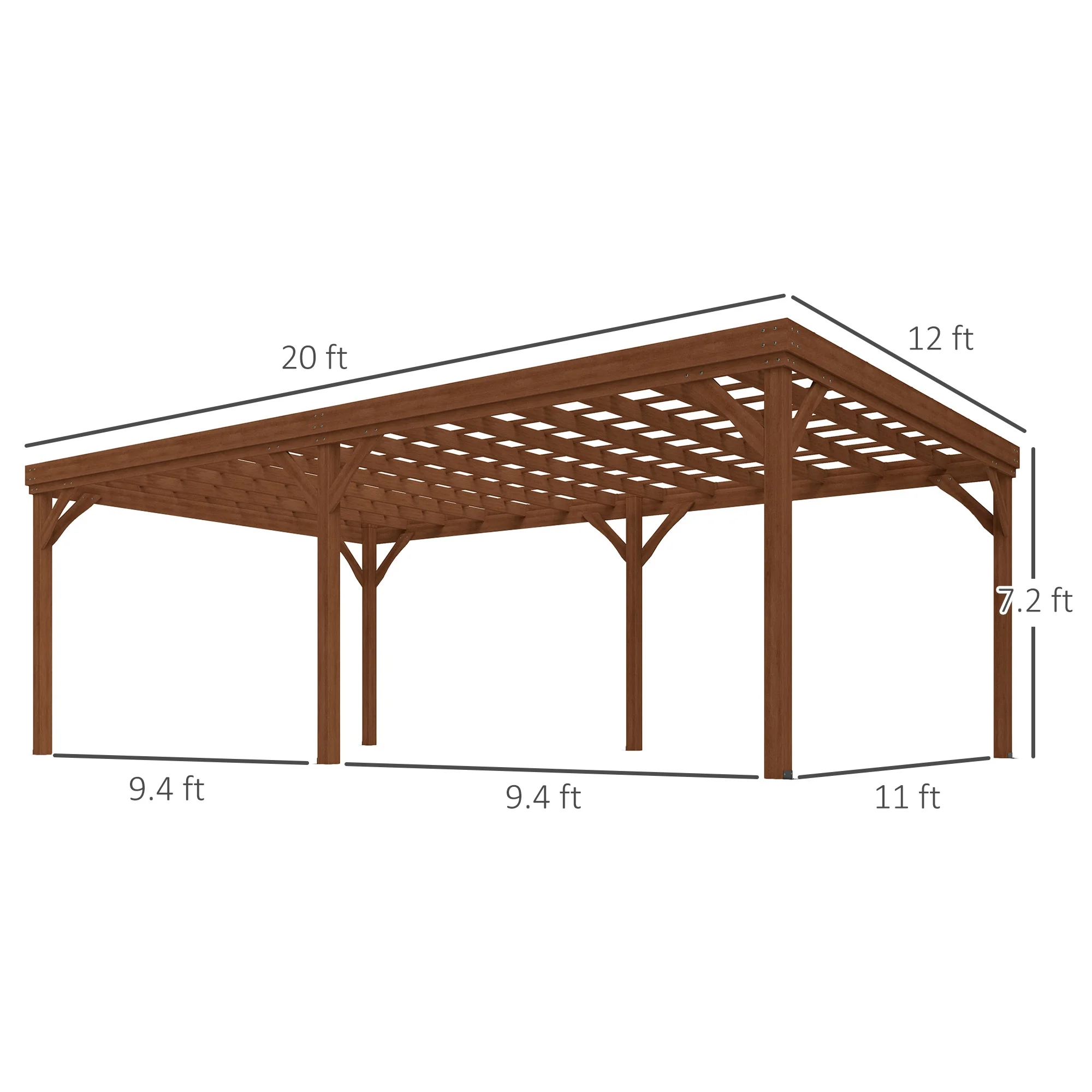 Outsunny 12' x 20' Outdoor Wood Pergola, Climbing Vine Gazebo, Brown