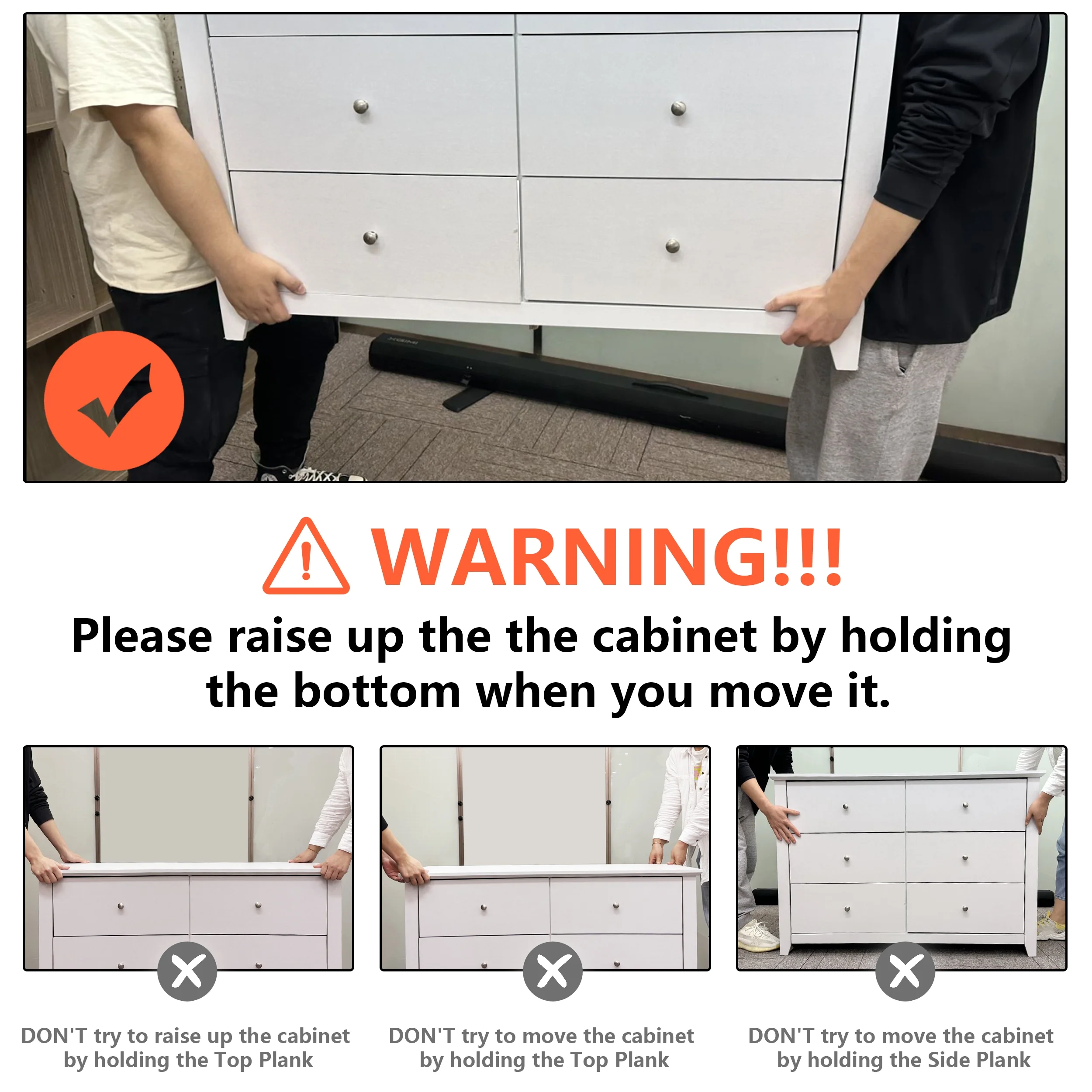 TrumanPick Black Dresser for Bedroom 6 Drawer Double Dresser Wood Wide Chest of Drawers for Living Room Hallway 47"L x 17"W x 33"H