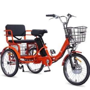 NOMIGO Folding Electric Tricycle for Adults, 3 Wheel, 350W, 48V13AH Lithium Battery, Orange