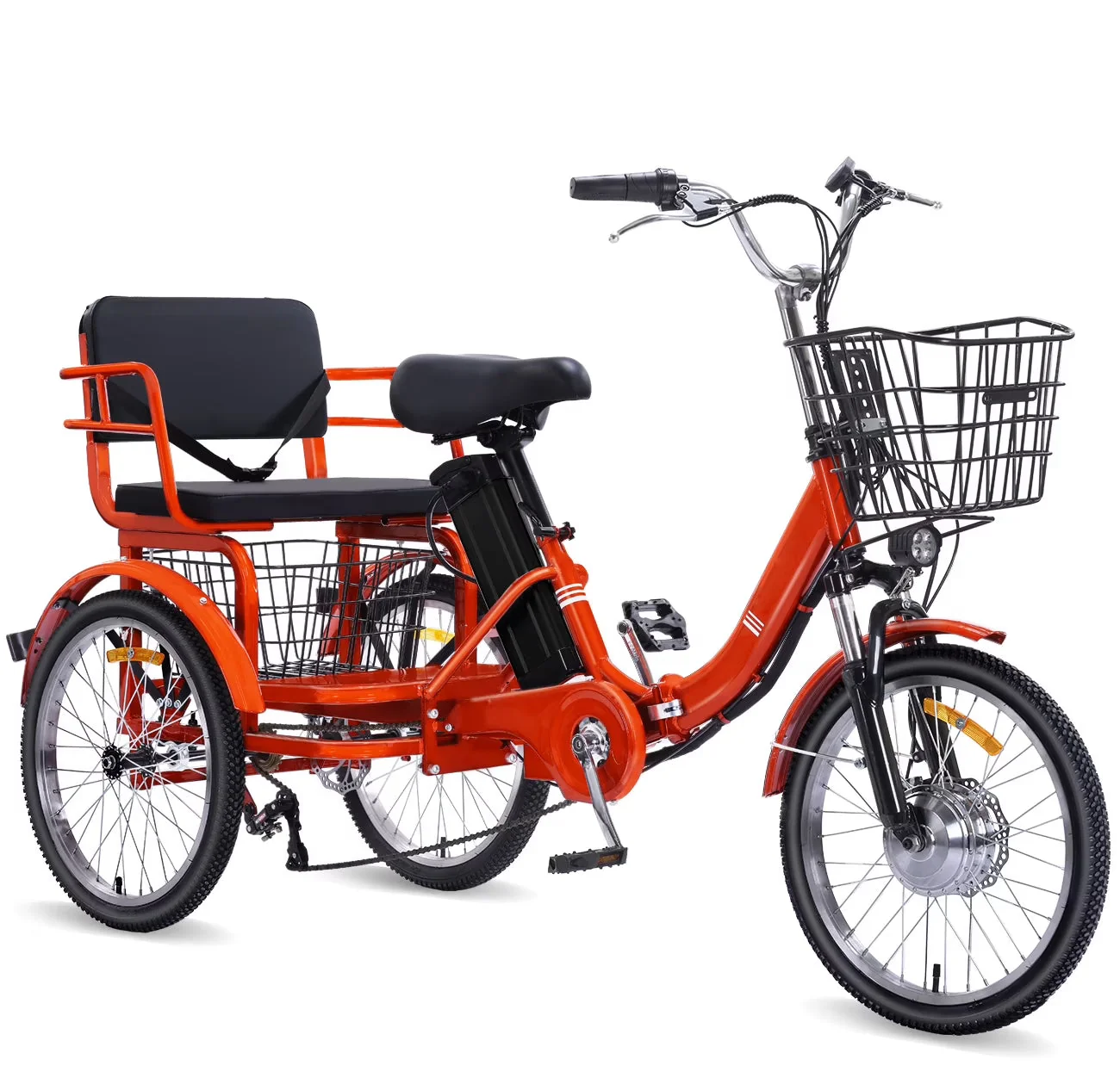 NOMIGO Folding Electric Tricycle for Adults, 3 Wheel, 350W, 48V13AH Lithium Battery, Orange