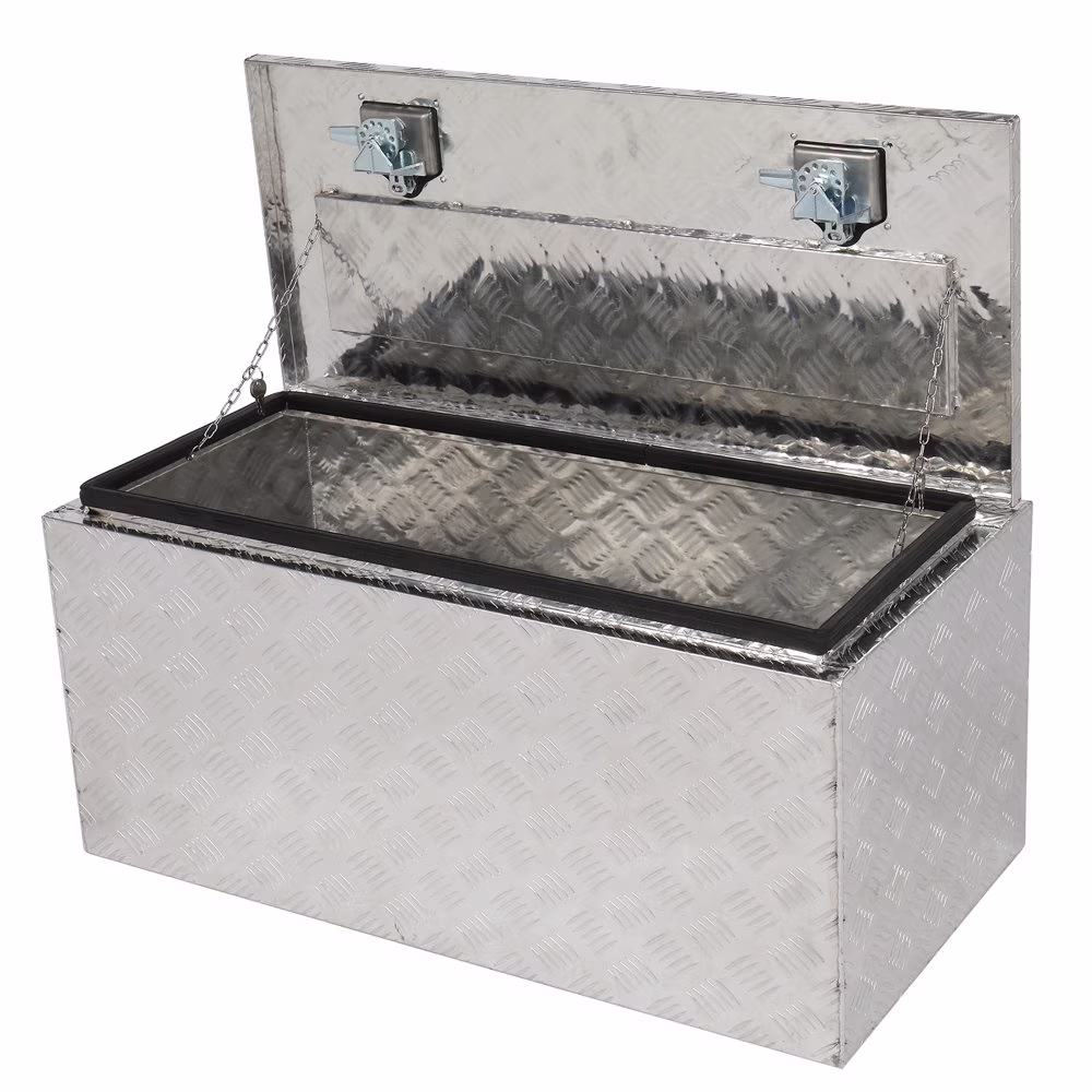 GZXS 36″ Aluminum Storage Box Truck Underbody Toolbox Trailer RV Tool Heavy Duty Aluminum Tool RV ATV Trailer Storage Boxes W/Locks Keys Silver (36″ x 18″ x 17″)