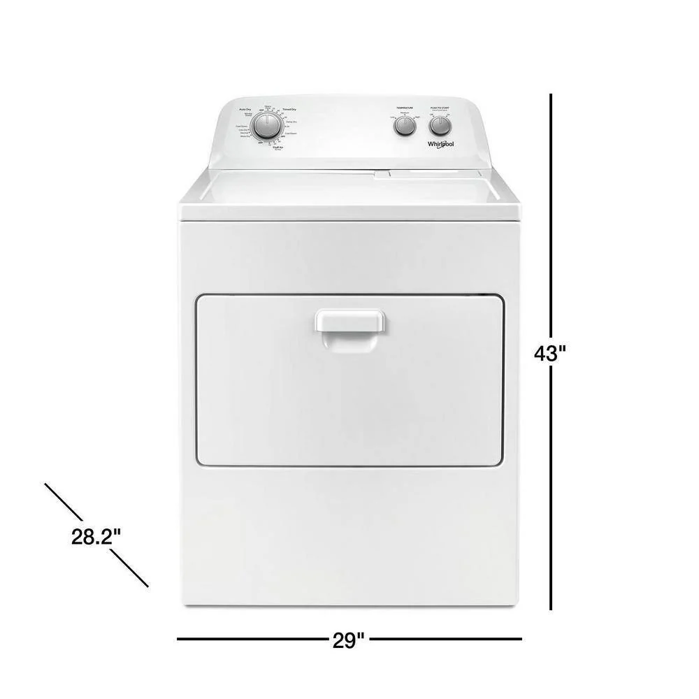 2025 Whirlpool 7.0 cu. ft. Electric Dryer, AutoDryTM System, Wrinkle ShieldTM, White
