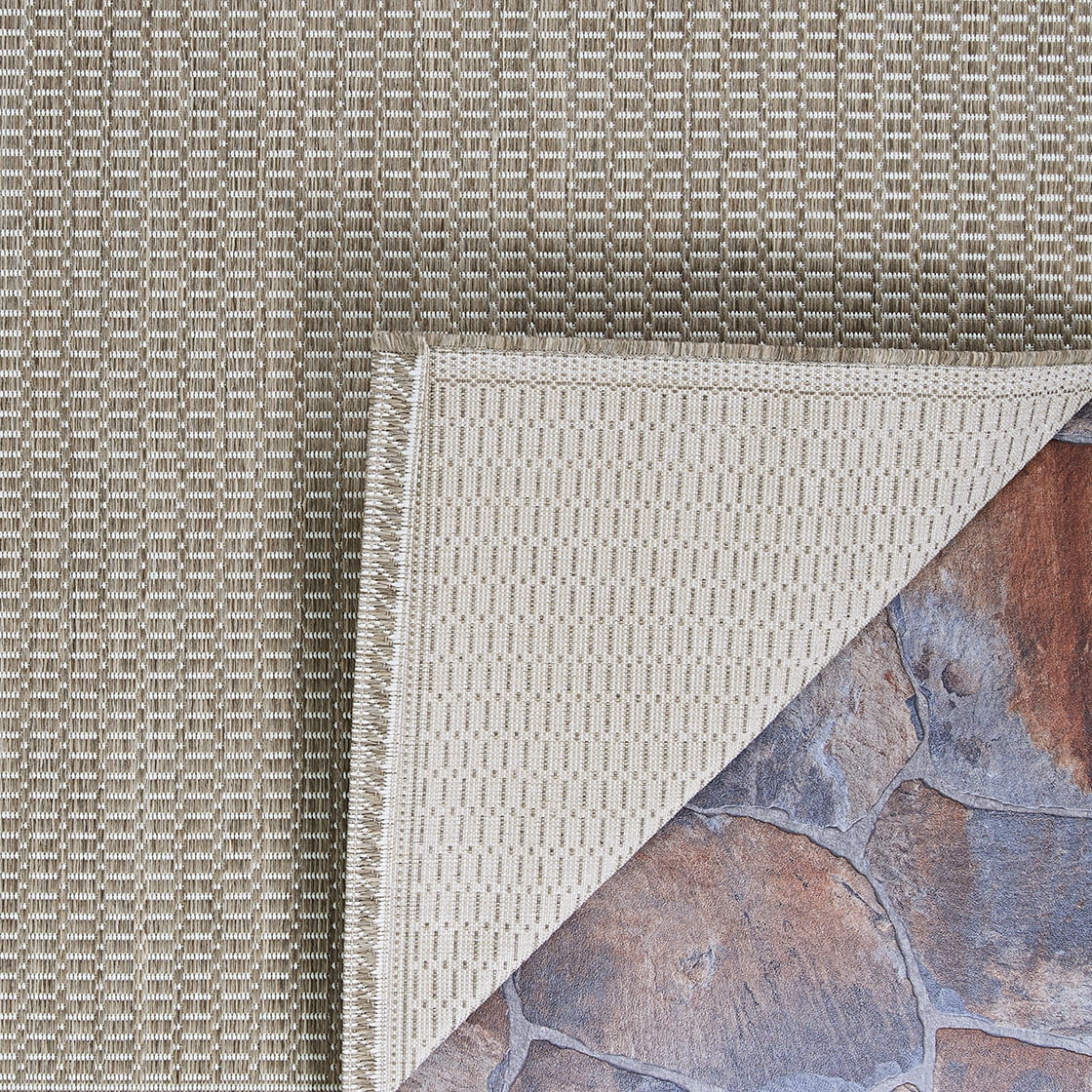 Couristan Recife Saddle Stitch 5’3″ X 7’6″ Ivory- Taupe Outdoor Rug