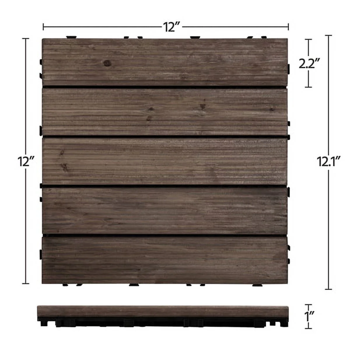Renwick 12" x 12" Square Wooden Floor Tiles, 27 Pieces, Natural Wood
