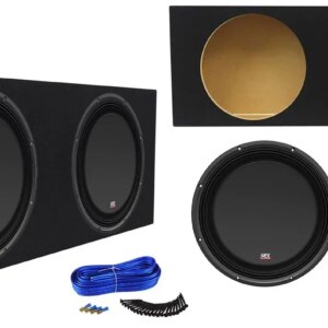 MTX Dual 3512-04S 12 in 1200W Shallow Car Subwoofers With Rockville Sealed Enclosure
