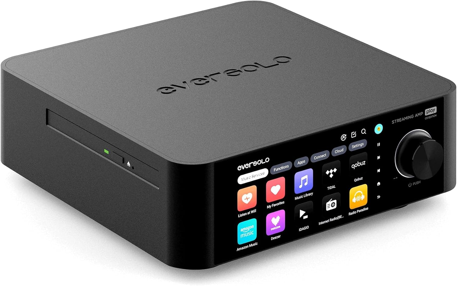 Eversolo Play Music Streamer with Amp & DAC, 5.5″ Touchscreen, Black