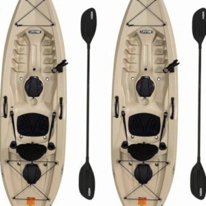 Lifetime Fishing Kayak 10ft 2-Pack With Paddles, UV-Protected HDPE, Tan - Tamarack Angler 100