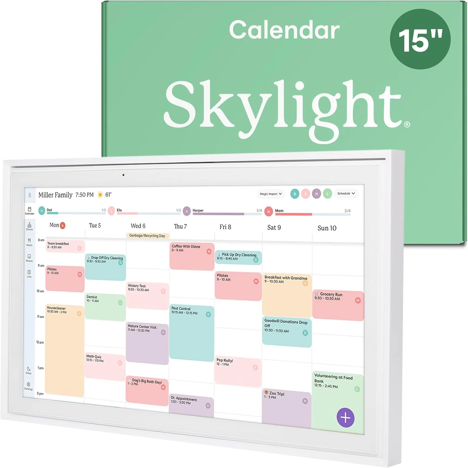 Skylight 15″ Digital Calendar & Chore Chart, Wall Mount