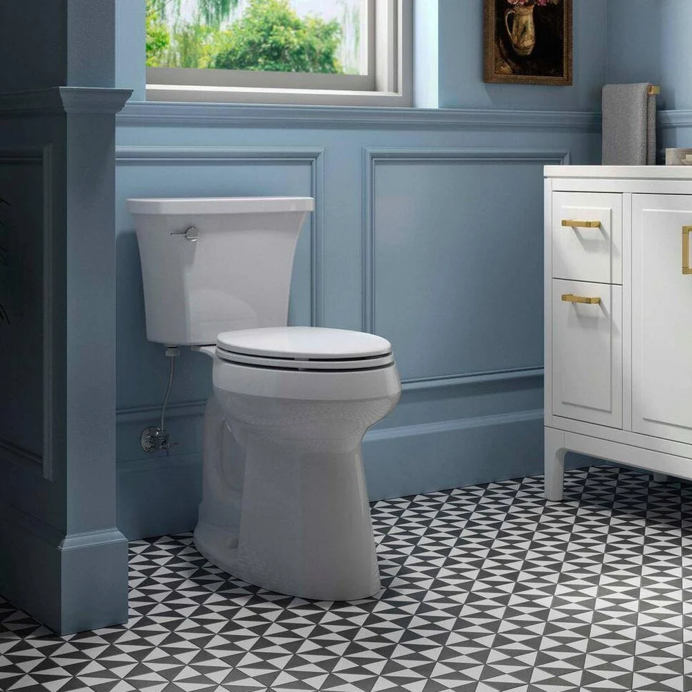 KOHLER Highline Arc Extra Tall 2-Piece Elongated Toilet, White, 1.28 GPF – 78305-0