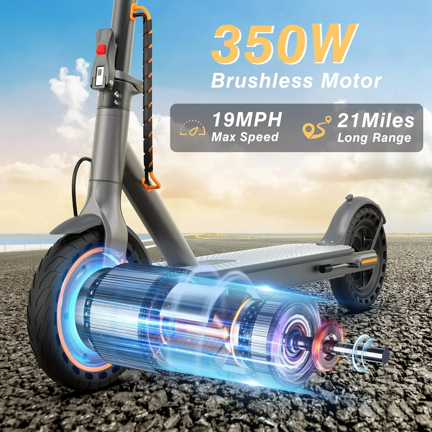 Electric Scooter With 350W/500W Motor And 22 Mph Top Speed
